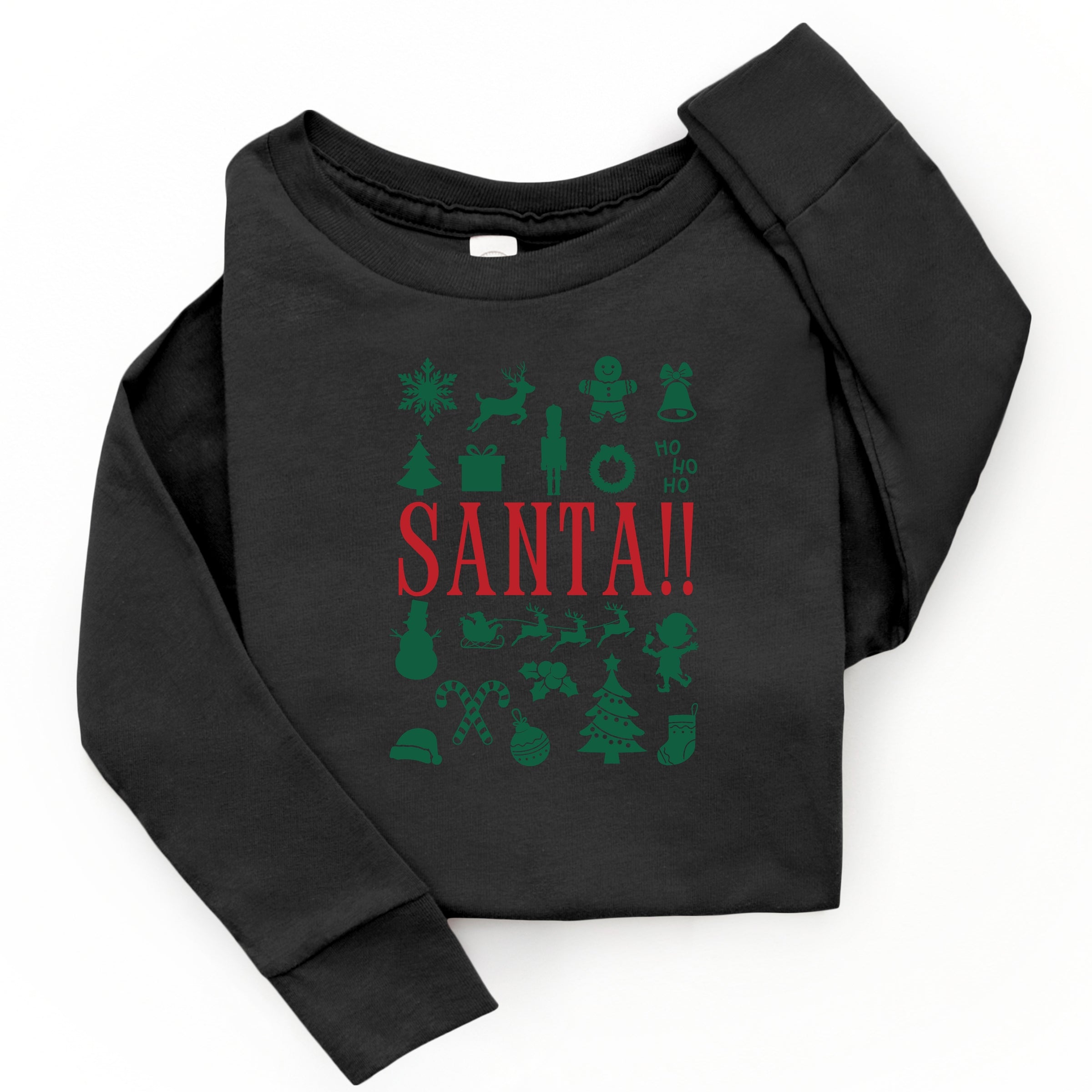 Santa Christmas Icons - Toddler Long Sleeve Graphic Tee and Youth Long Sleeve Graphic T-Shirt