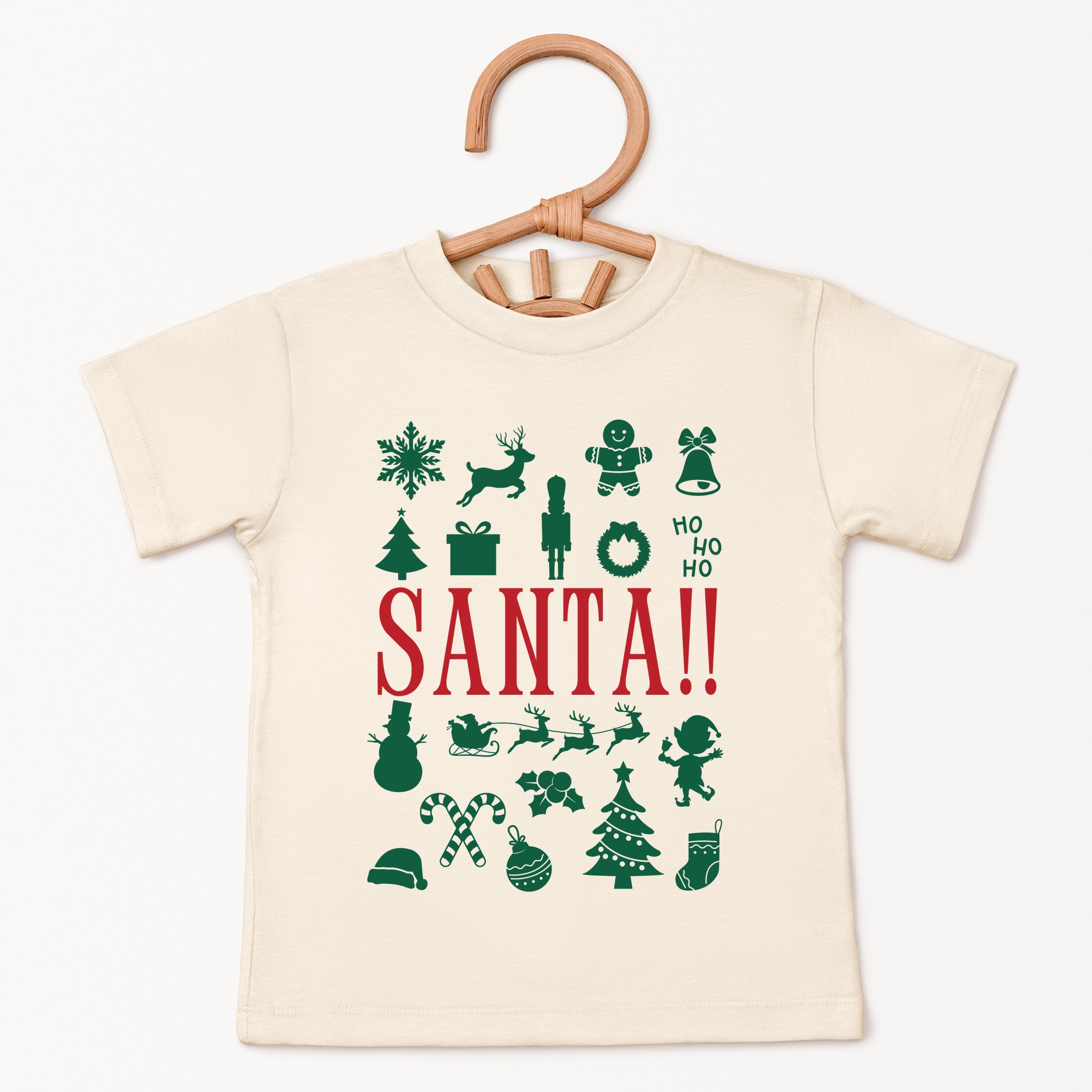 Santa Christmas Icons - Youth Short Sleeve Graphic T-Shirt and Toddler Short Sleeve Graphic T-Shirt