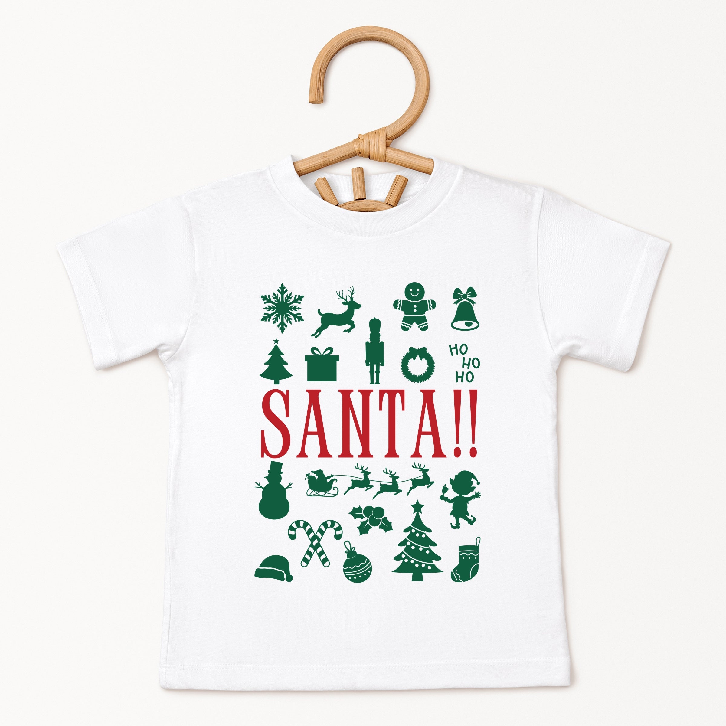 Santa Christmas Icons - Youth Short Sleeve Graphic T-Shirt and Toddler Short Sleeve Graphic T-Shirt