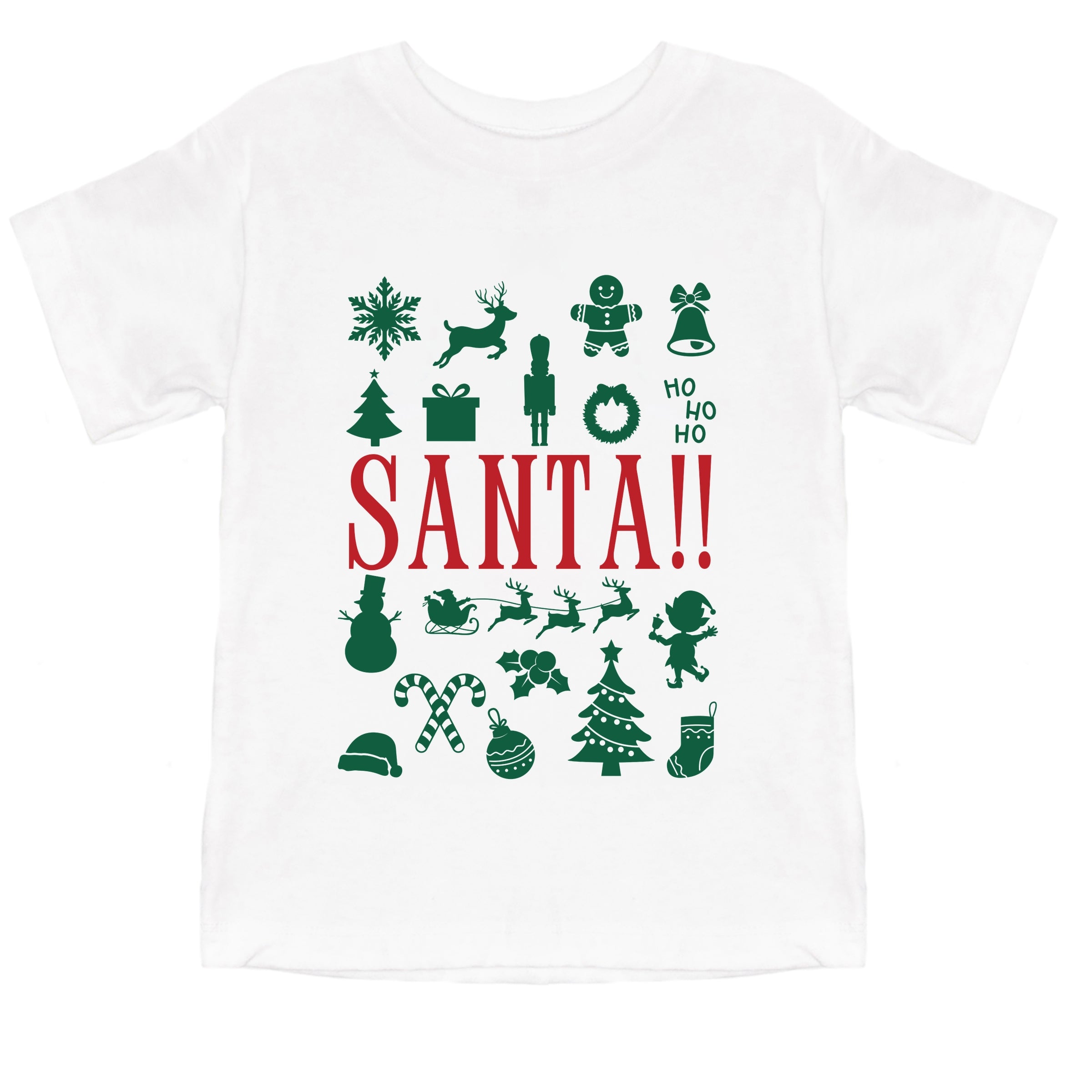 Santa Christmas Icons - Youth Short Sleeve Graphic T-Shirt and Toddler Short Sleeve Graphic T-Shirt