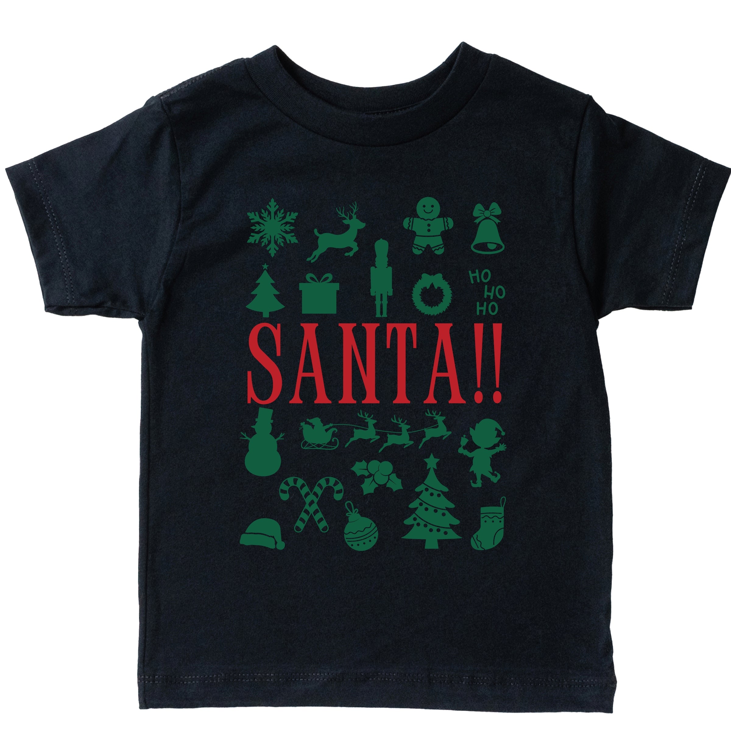Santa Christmas Icons - Youth Short Sleeve Graphic T-Shirt and Toddler Short Sleeve Graphic T-Shirt
