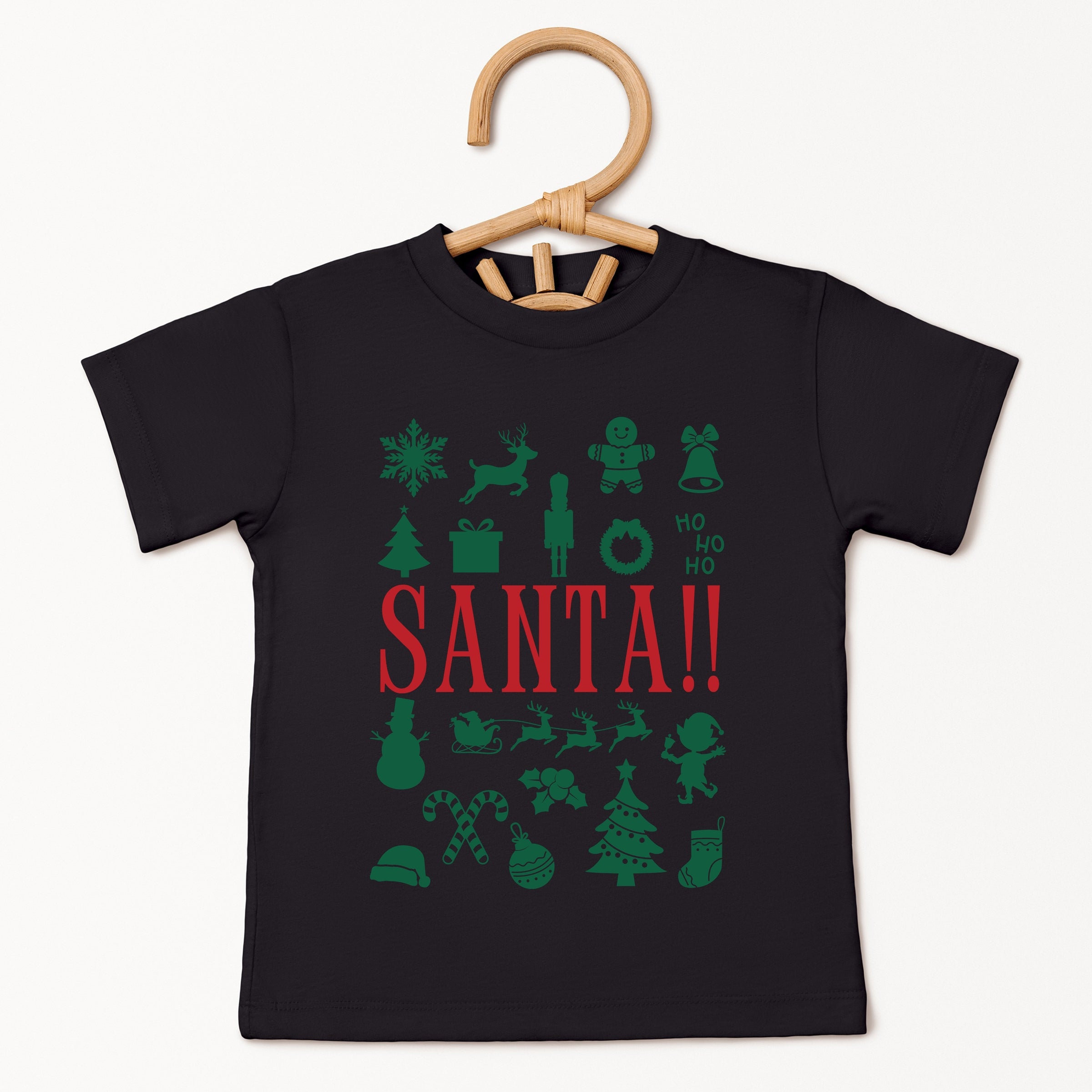 Santa Christmas Icons - Youth Short Sleeve Graphic T-Shirt and Toddler Short Sleeve Graphic T-Shirt