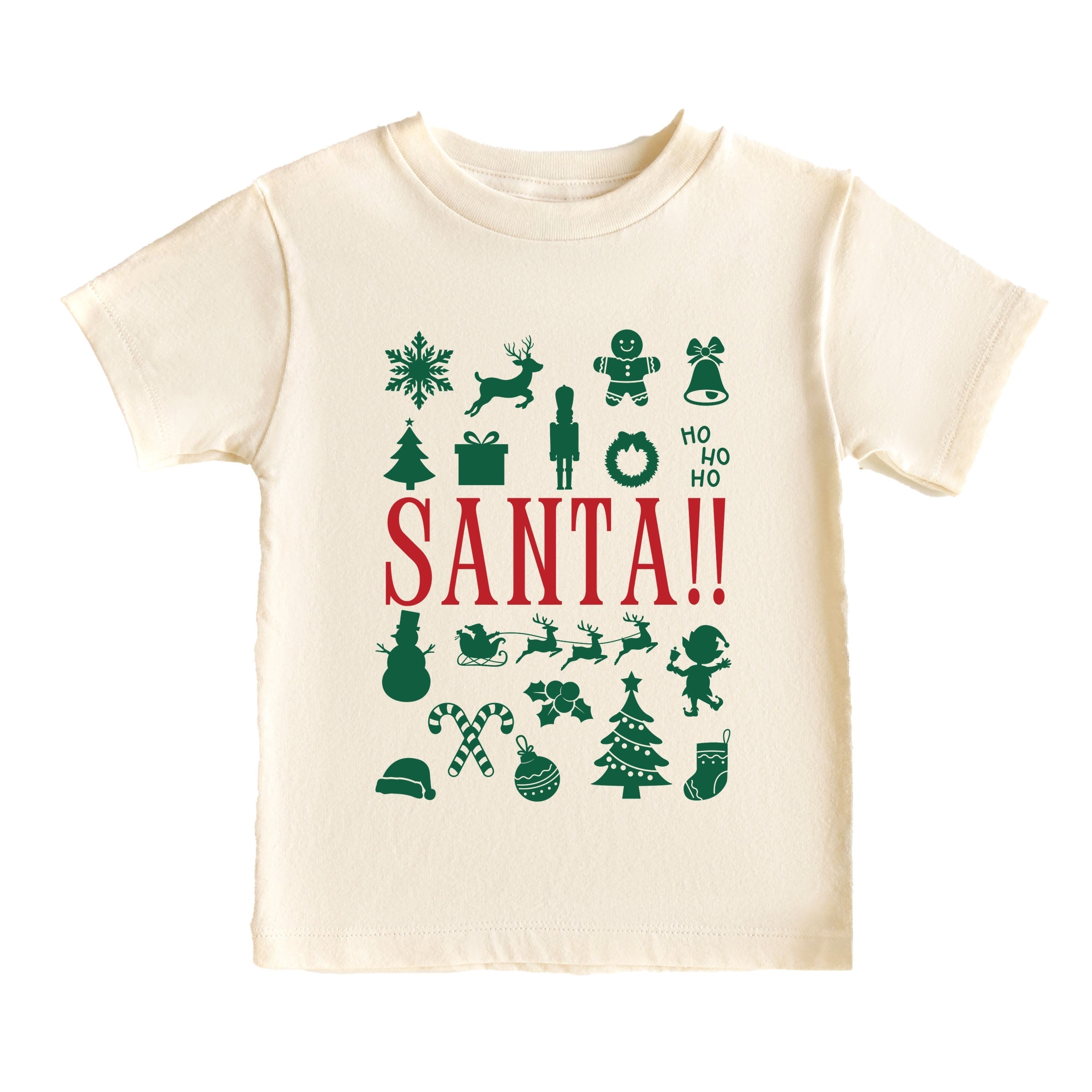 Santa Christmas Icons - Youth Short Sleeve Graphic T-Shirt and Toddler Short Sleeve Graphic T-Shirt