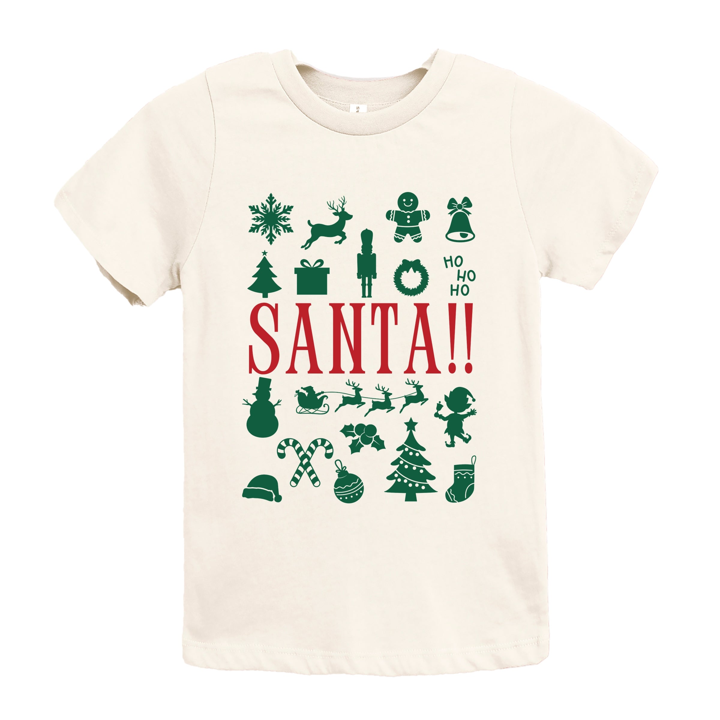 Santa Christmas Icons - Youth Short Sleeve Graphic T-Shirt and Toddler Short Sleeve Graphic T-Shirt