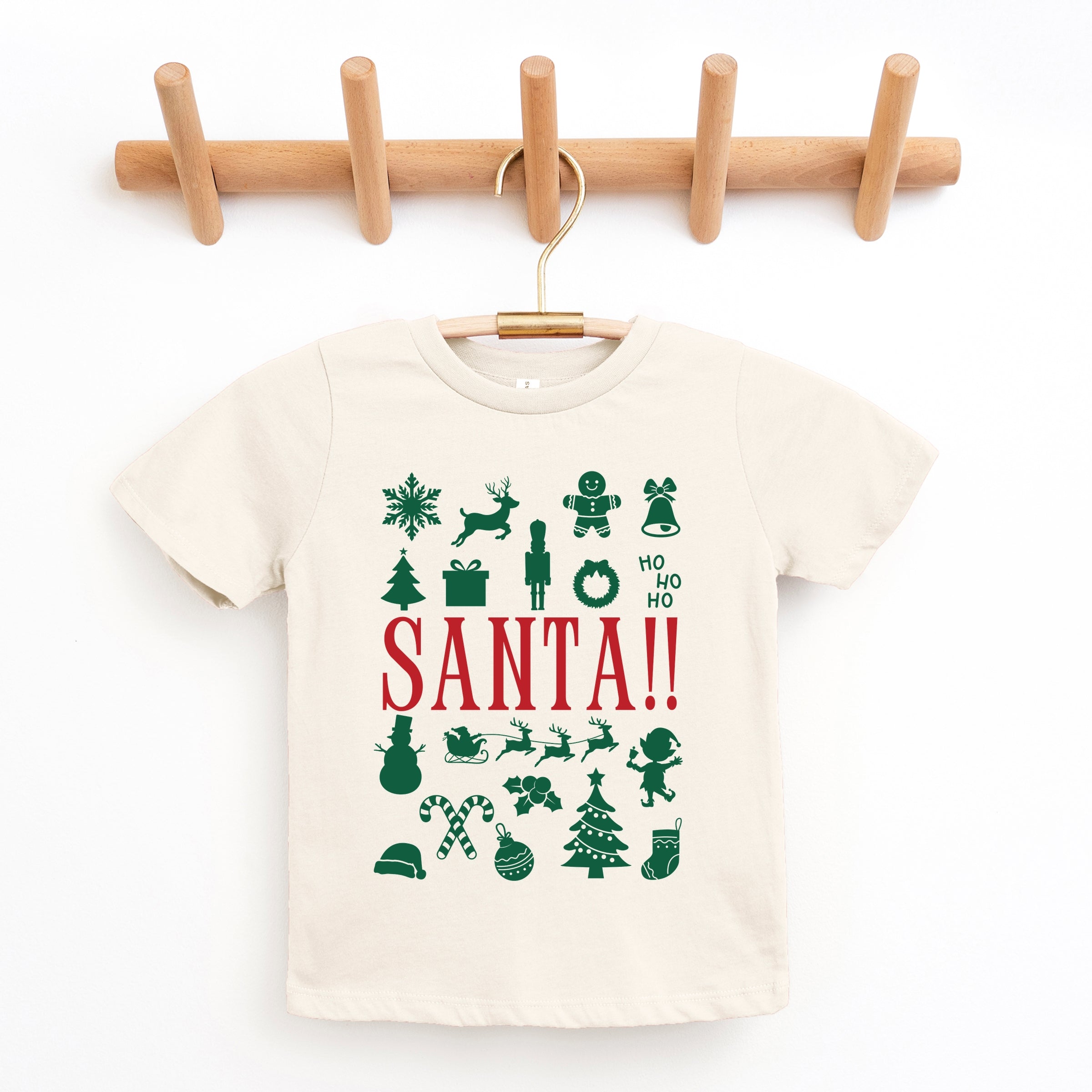Santa Christmas Icons - Youth Short Sleeve Graphic T-Shirt and Toddler Short Sleeve Graphic T-Shirt