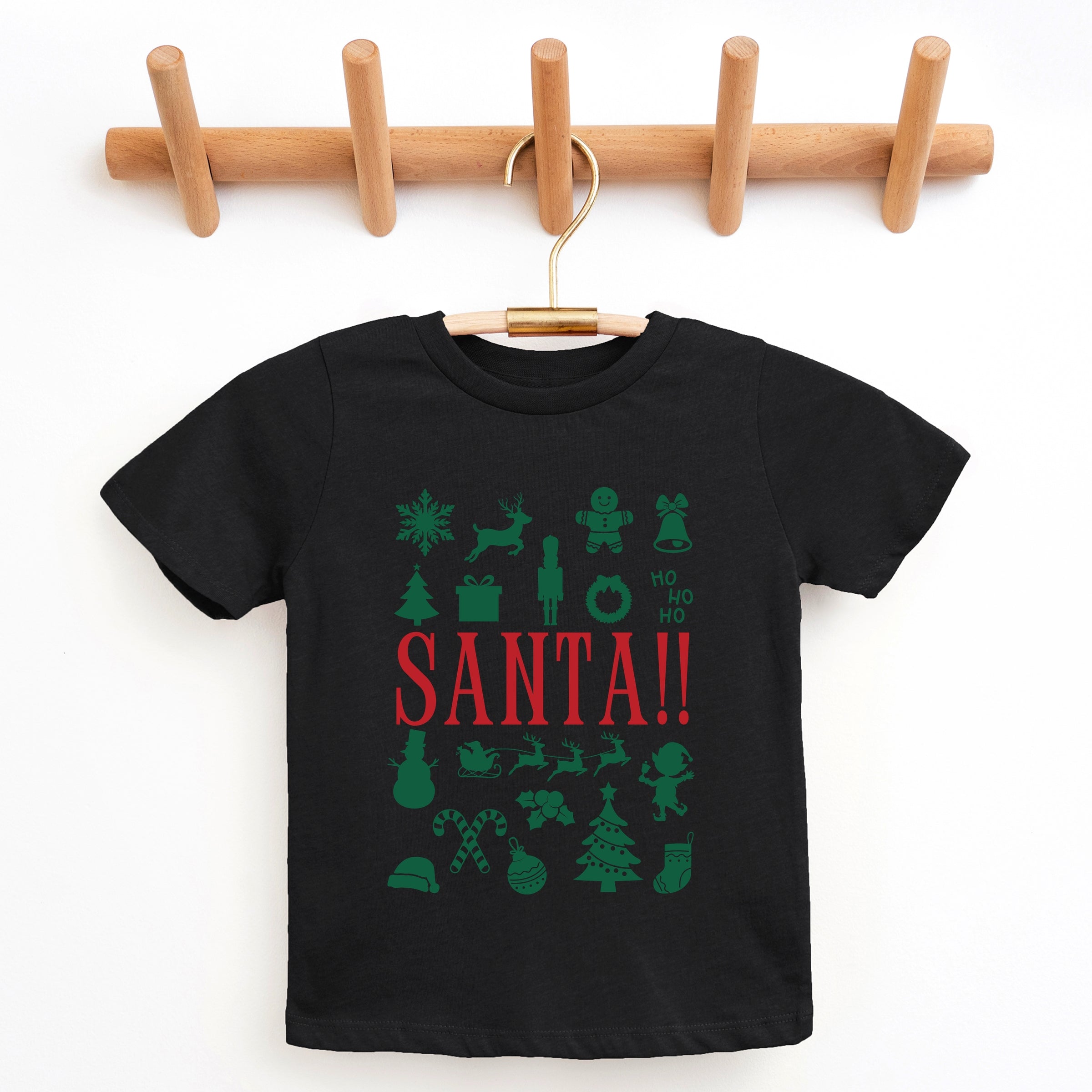 Santa Christmas Icons - Youth Short Sleeve Graphic T-Shirt and Toddler Short Sleeve Graphic T-Shirt