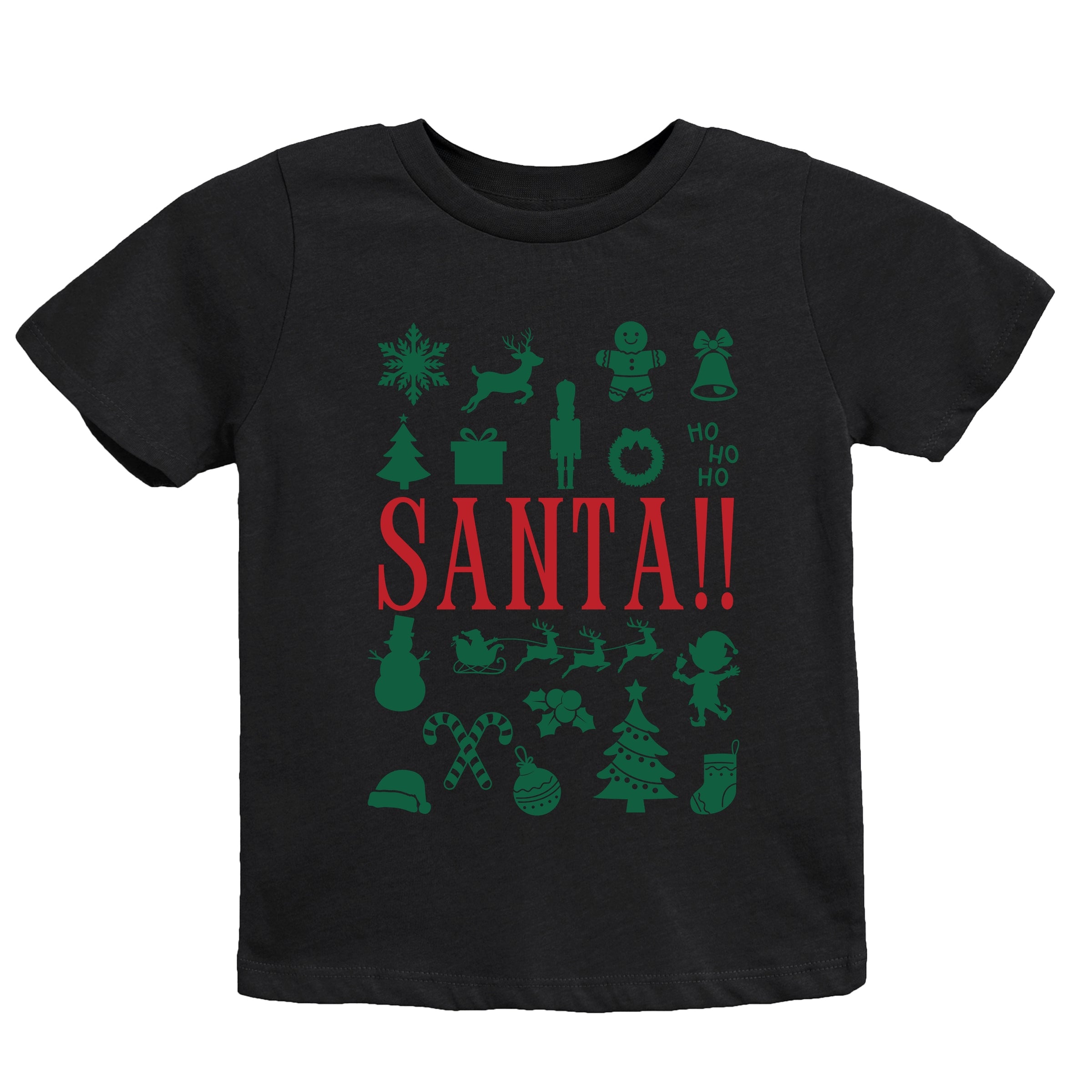 Santa Christmas Icons - Youth Short Sleeve Graphic T-Shirt and Toddler Short Sleeve Graphic T-Shirt