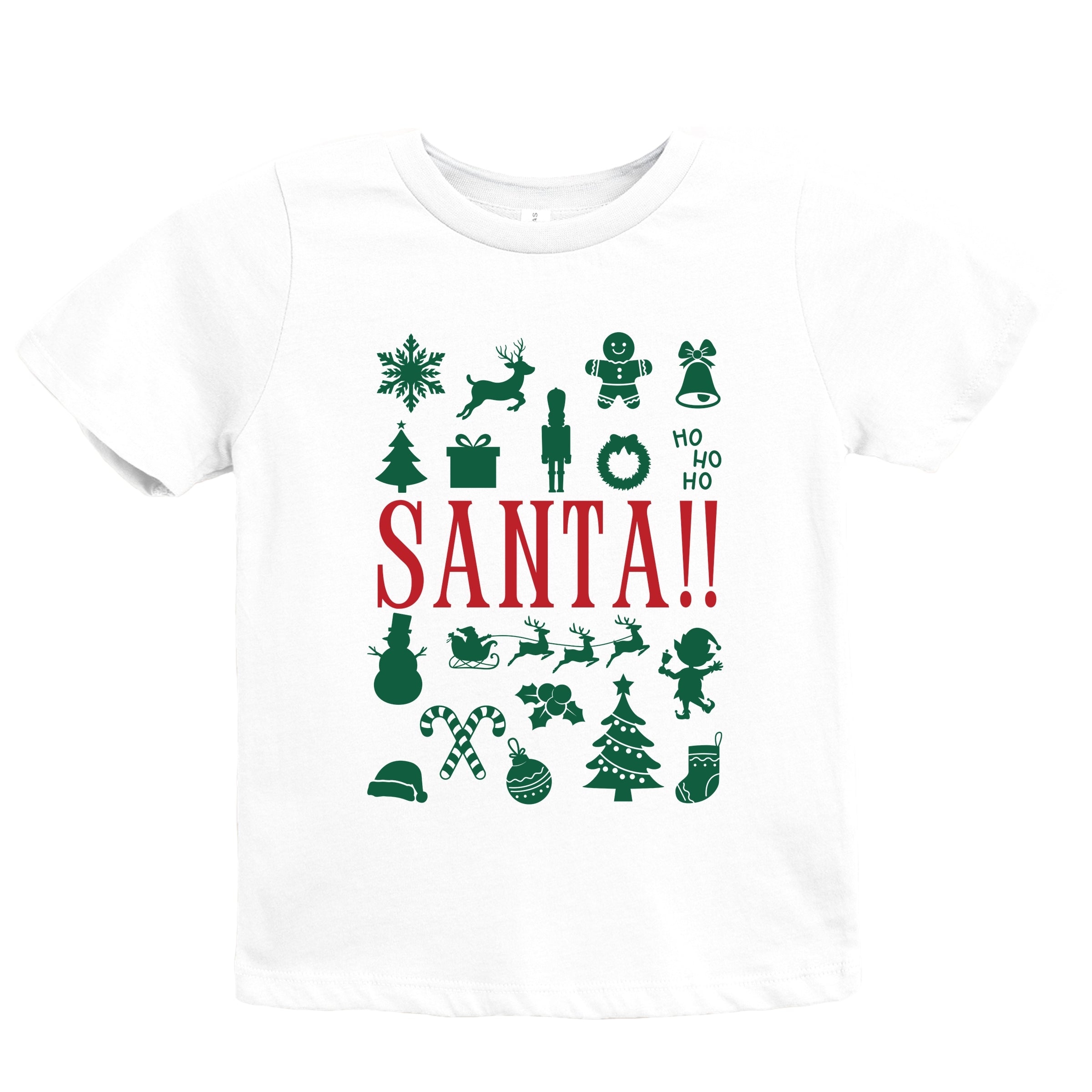 Santa Christmas Icons - Youth Short Sleeve Graphic T-Shirt and Toddler Short Sleeve Graphic T-Shirt