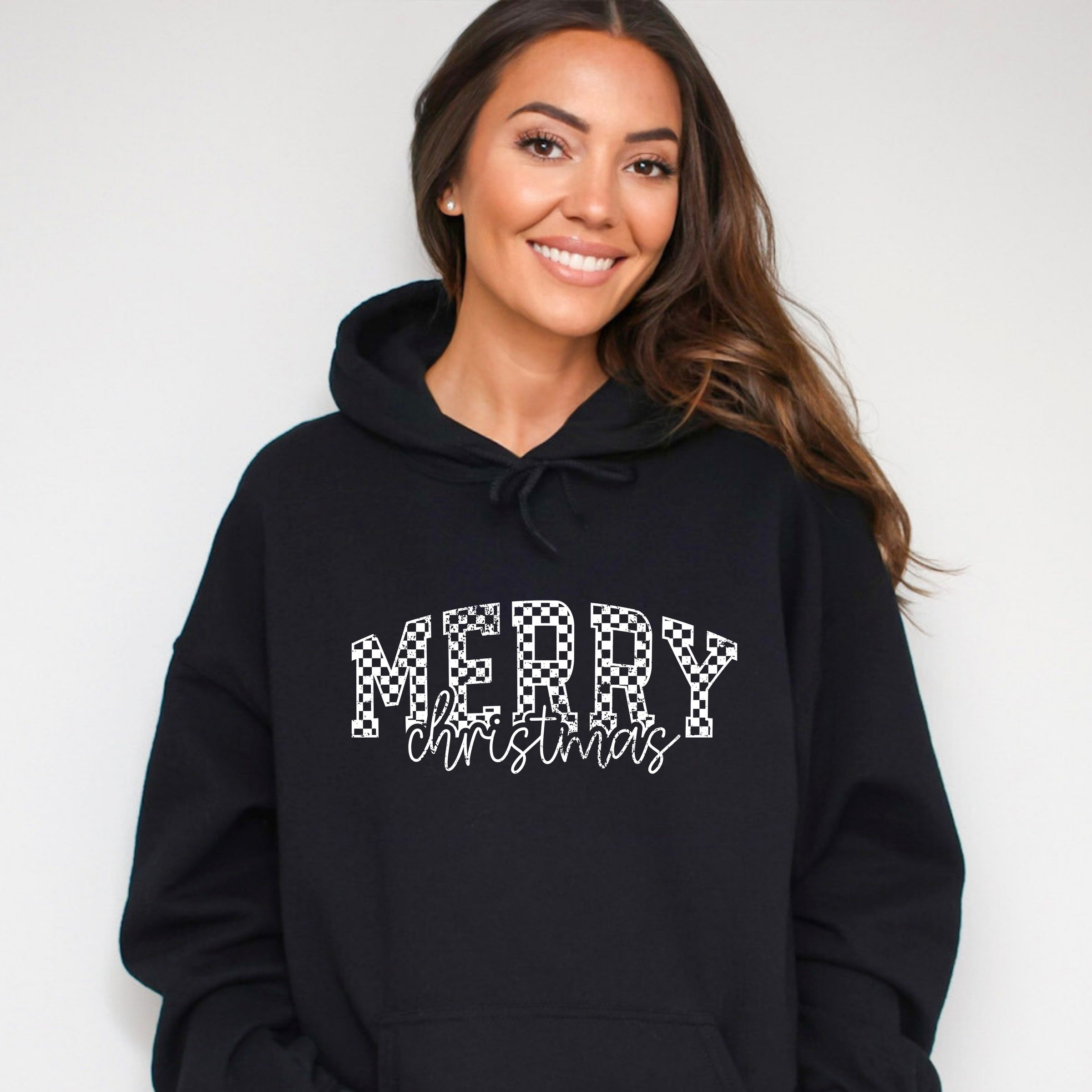Merry Christmas Varsity Checkered - Hoodie