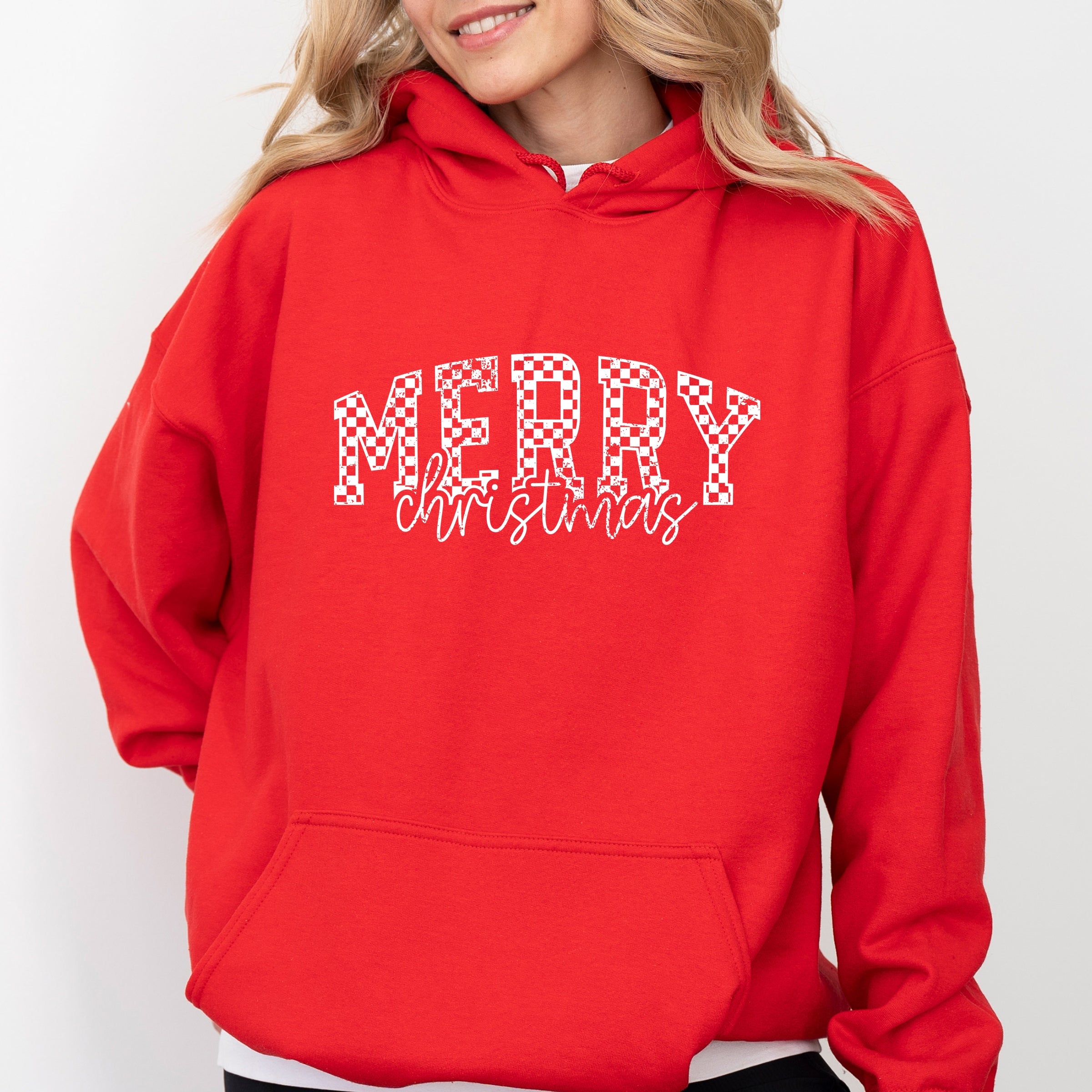 Merry Christmas Varsity Checkered - Hoodie