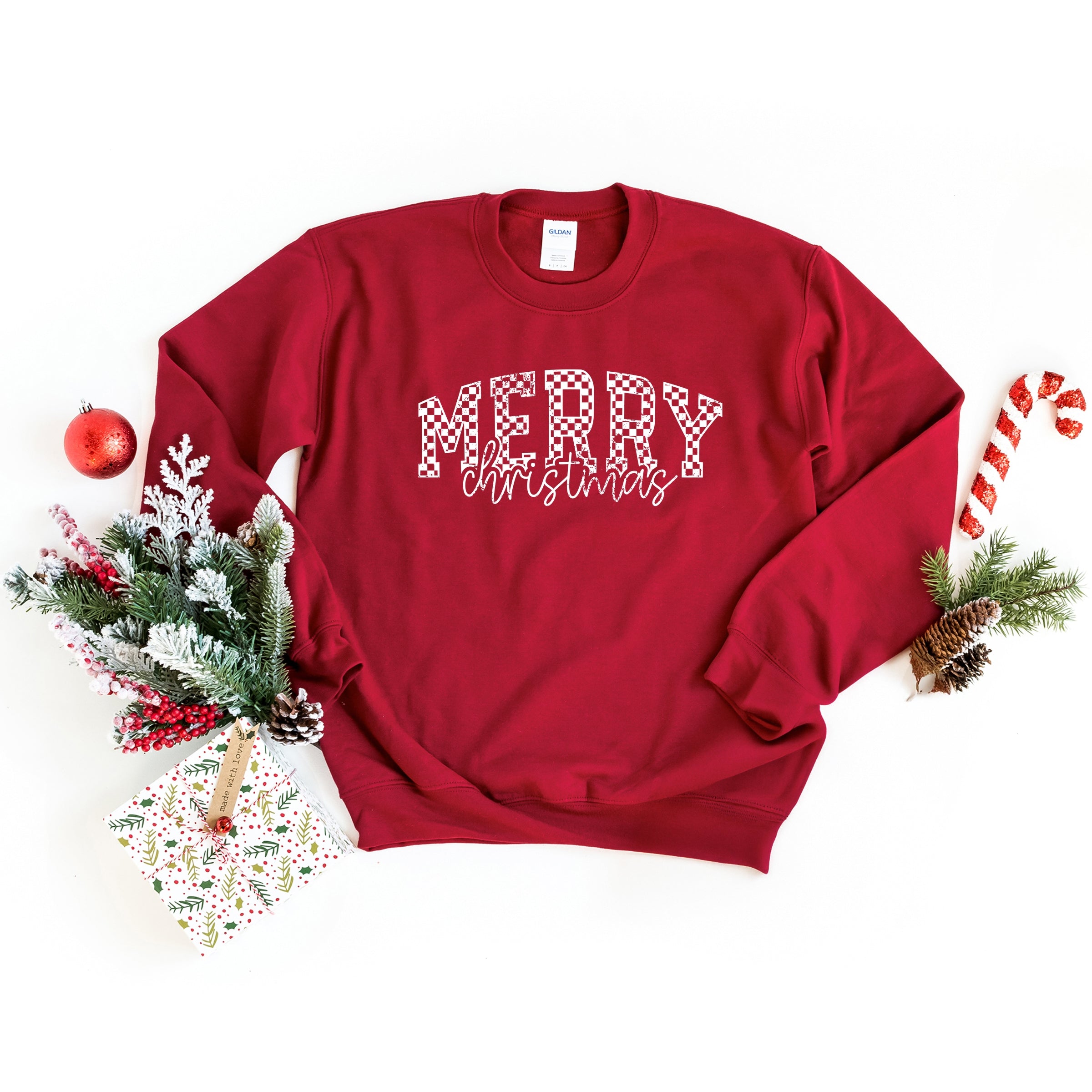 Merry Christmas Varsity Checkered - Sweatshirt