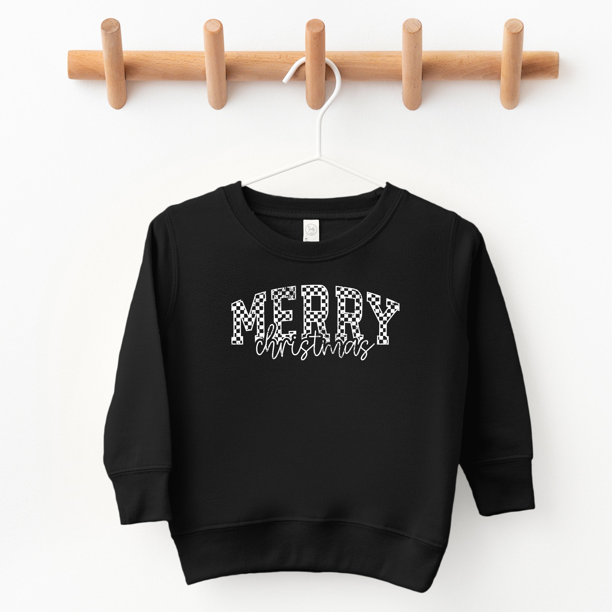 Merry Christmas Varsity Checkered - Toddler Graphic Sweatshirt