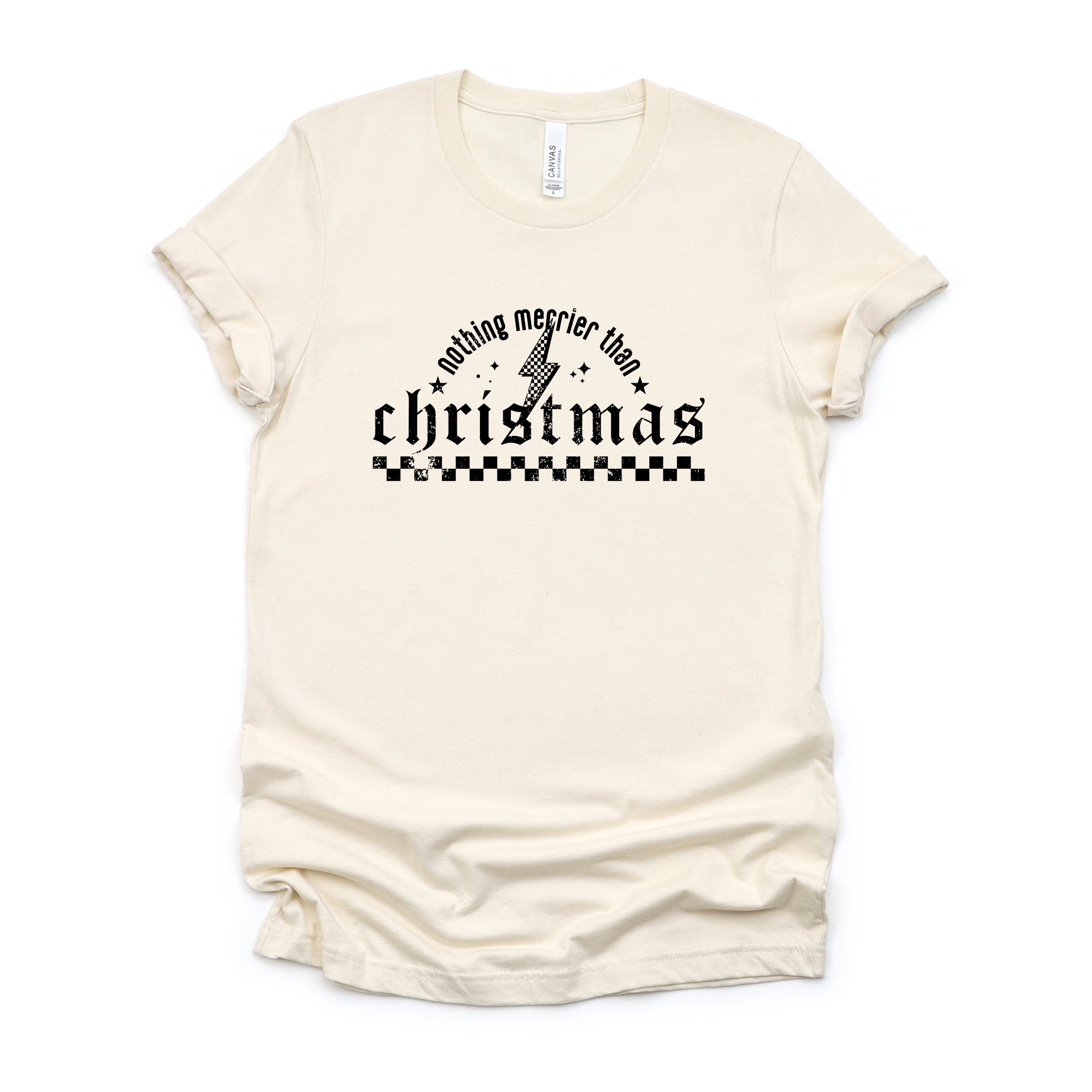 Nothing Merrier Than Christmas Grunge - Short Sleeve Tee