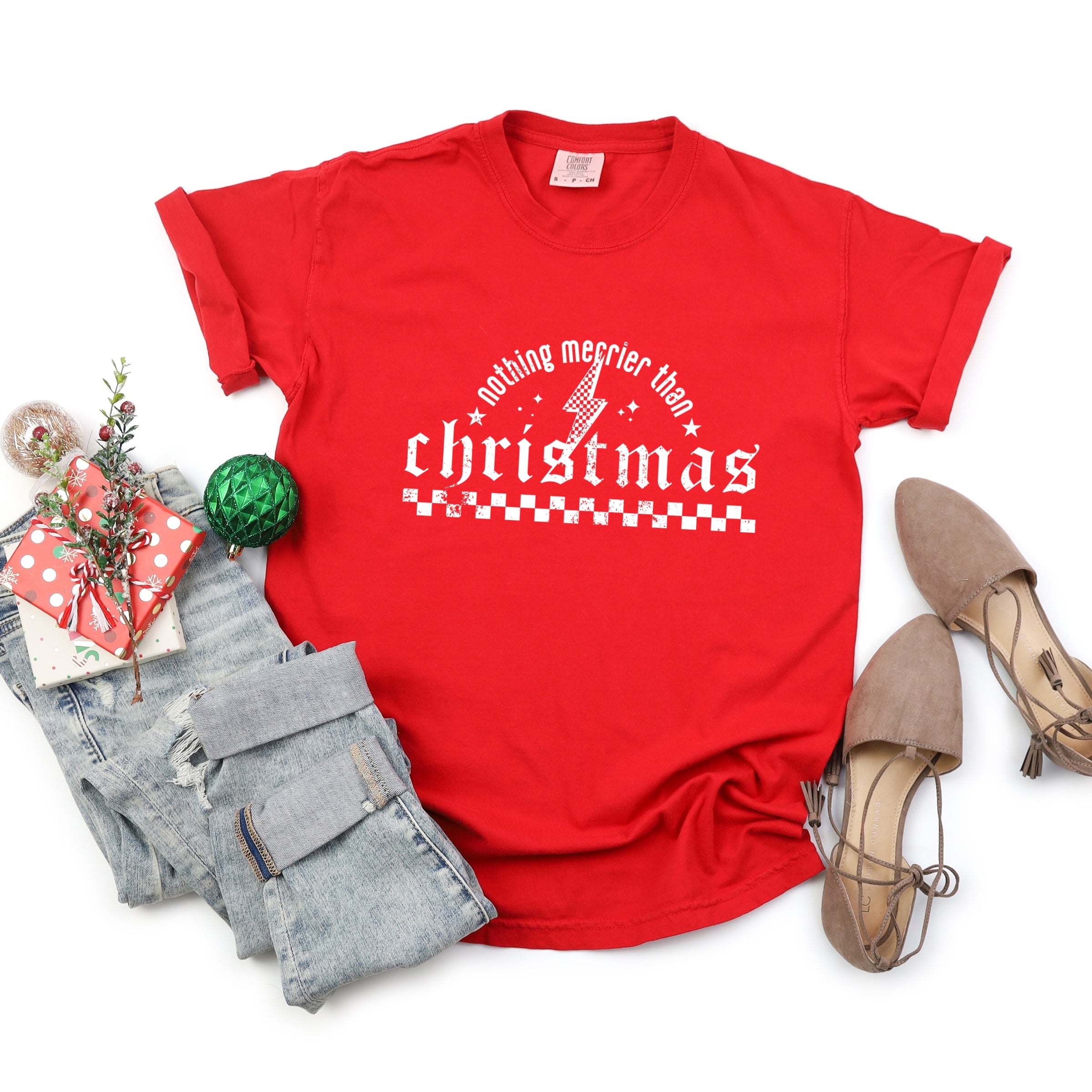 Nothing Merrier Than Christmas Grunge - Garment Dyed Tee