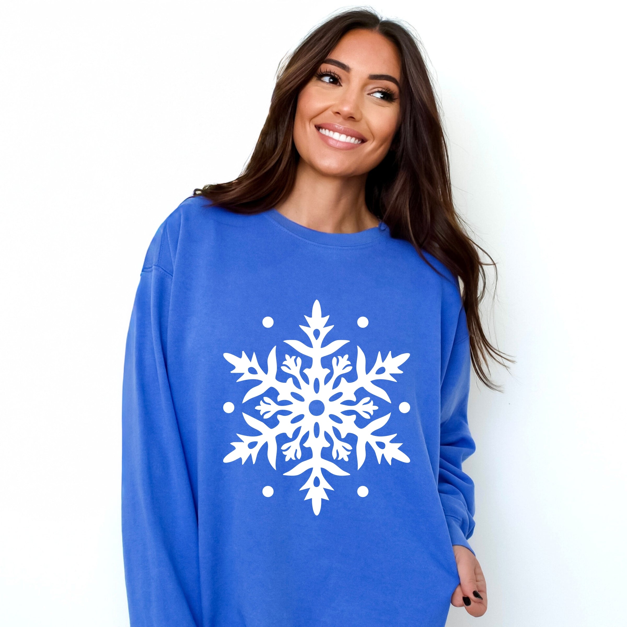 White Snowflake - Garment Dyed Sweatshirt