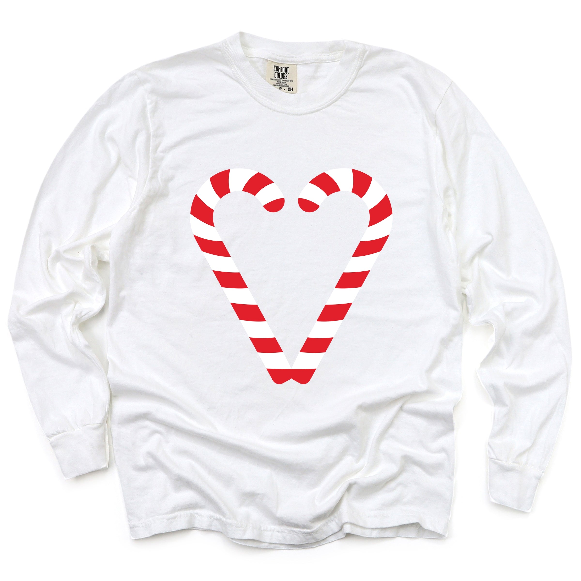 Candy Cane Heart - Women's Garment Dyed Long Sleeve