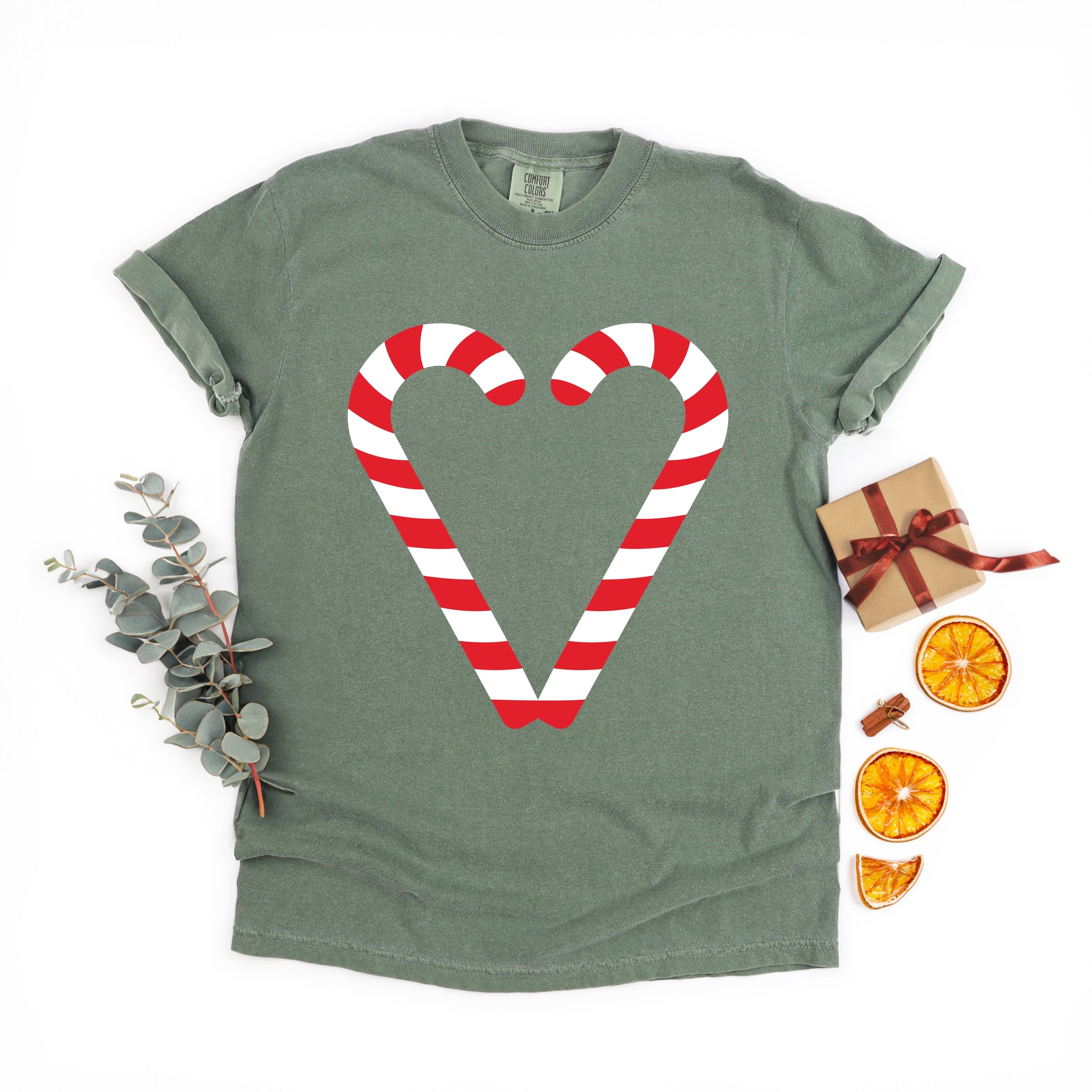 Candy Cane Heart - Women's Garment Dyed Tee