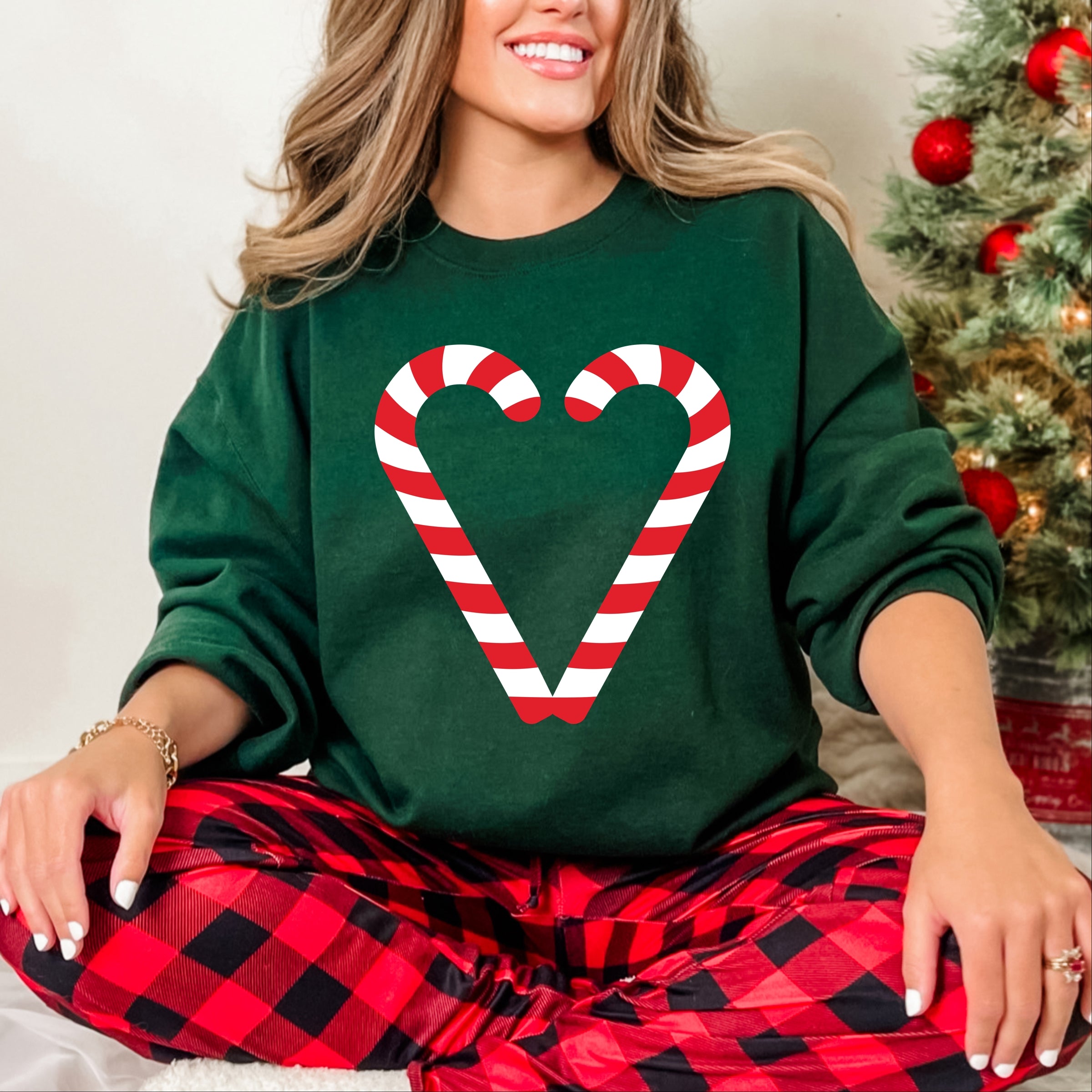 Candy Cane Heart - Women's Graphic Sweatshirt