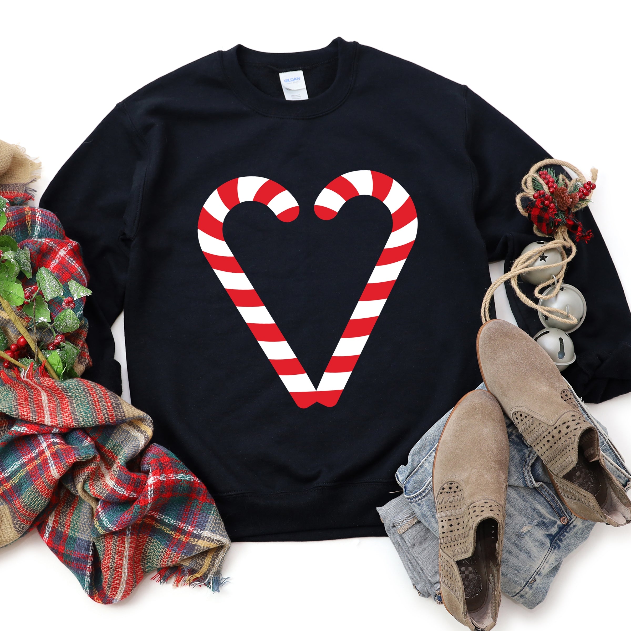 Candy Cane Heart - Women's Graphic Sweatshirt