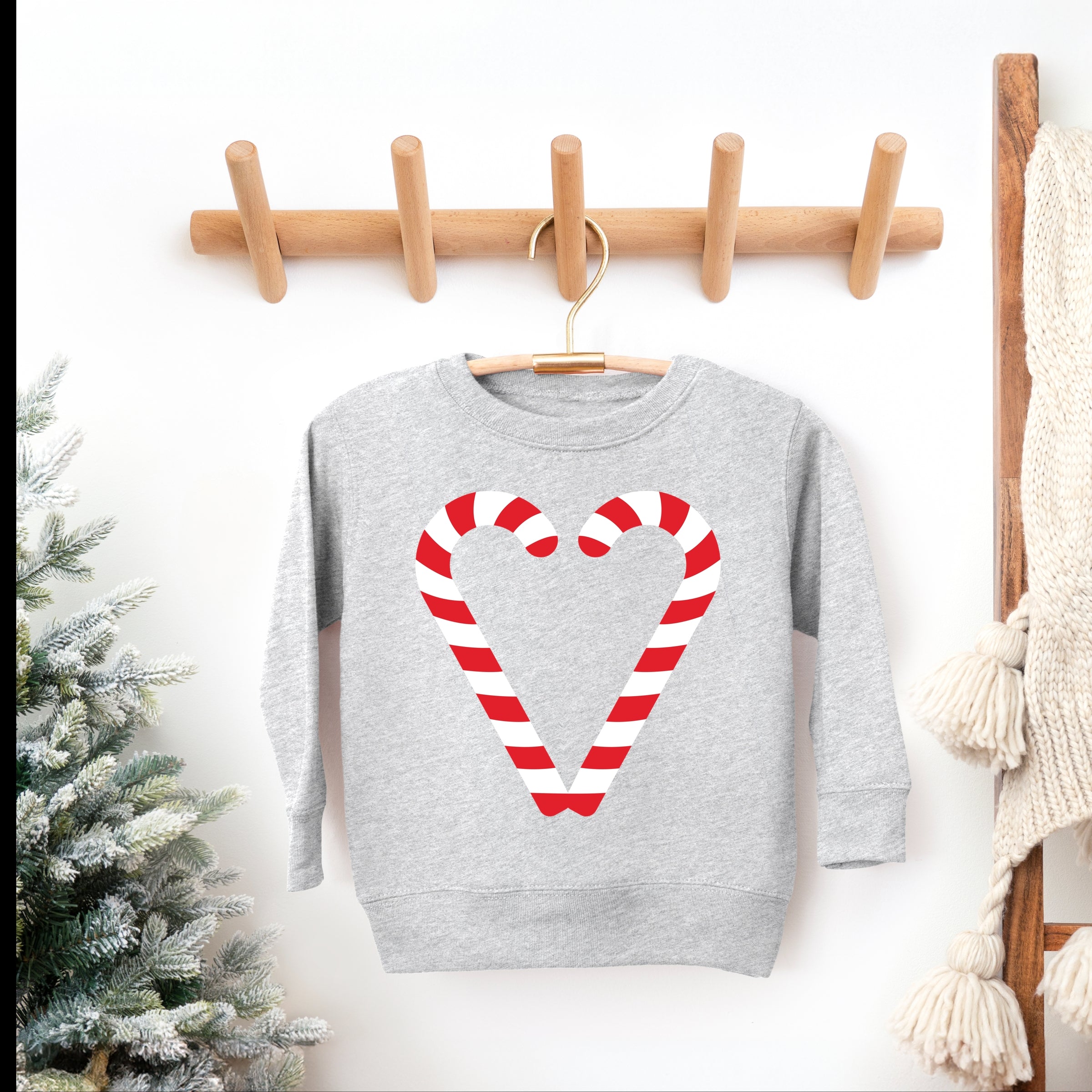 Candy Cane Heart - Toddler Graphic Sweatshirt and Youth Graphic Sweatshirt