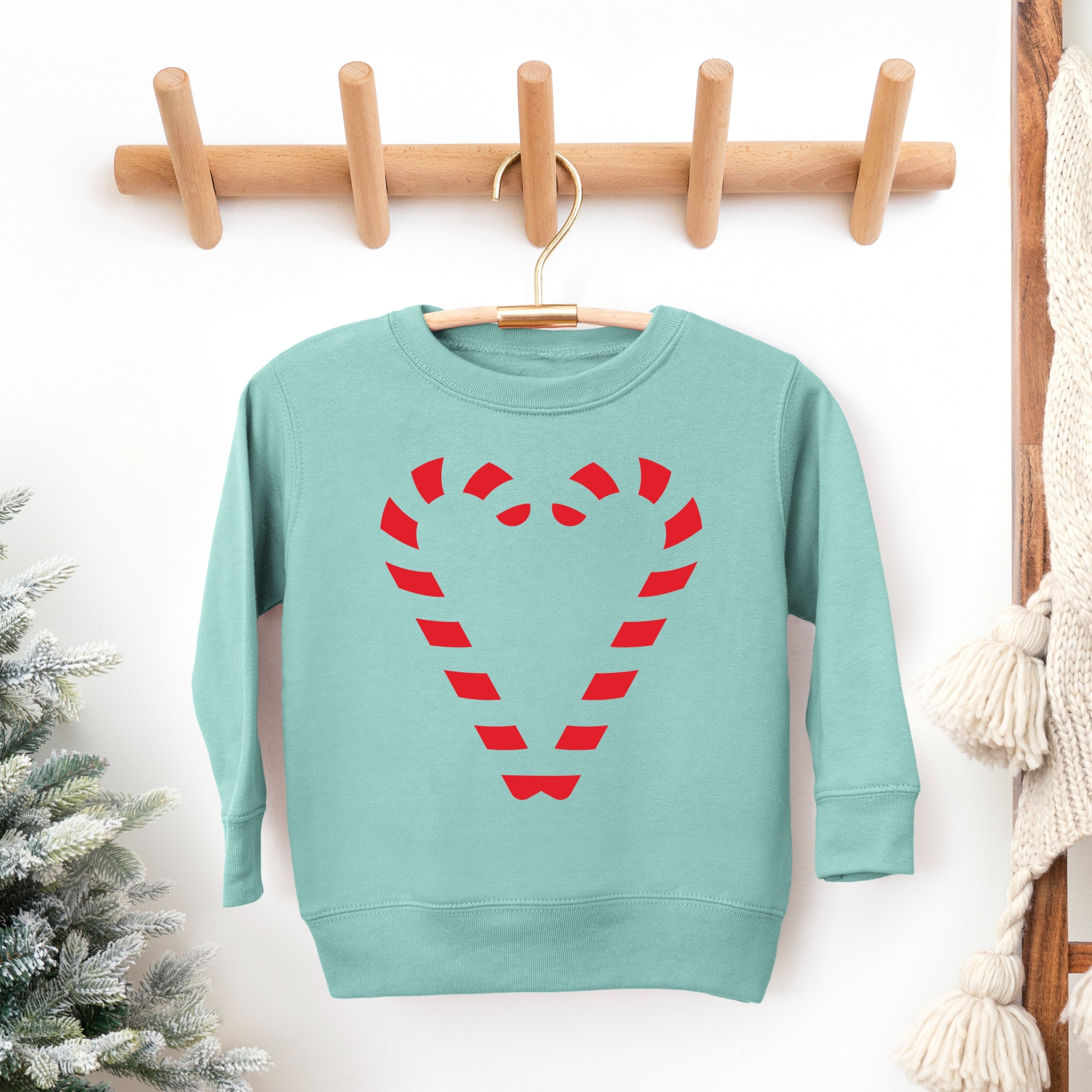 Candy Cane Heart - Toddler Graphic Sweatshirt and Youth Graphic Sweatshirt