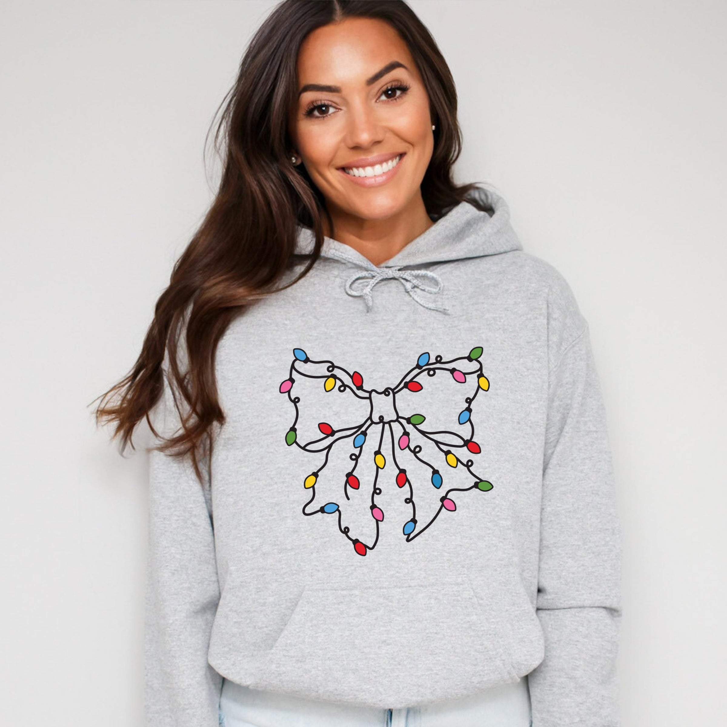 Christmas Light Bow Coquette - Hoodie