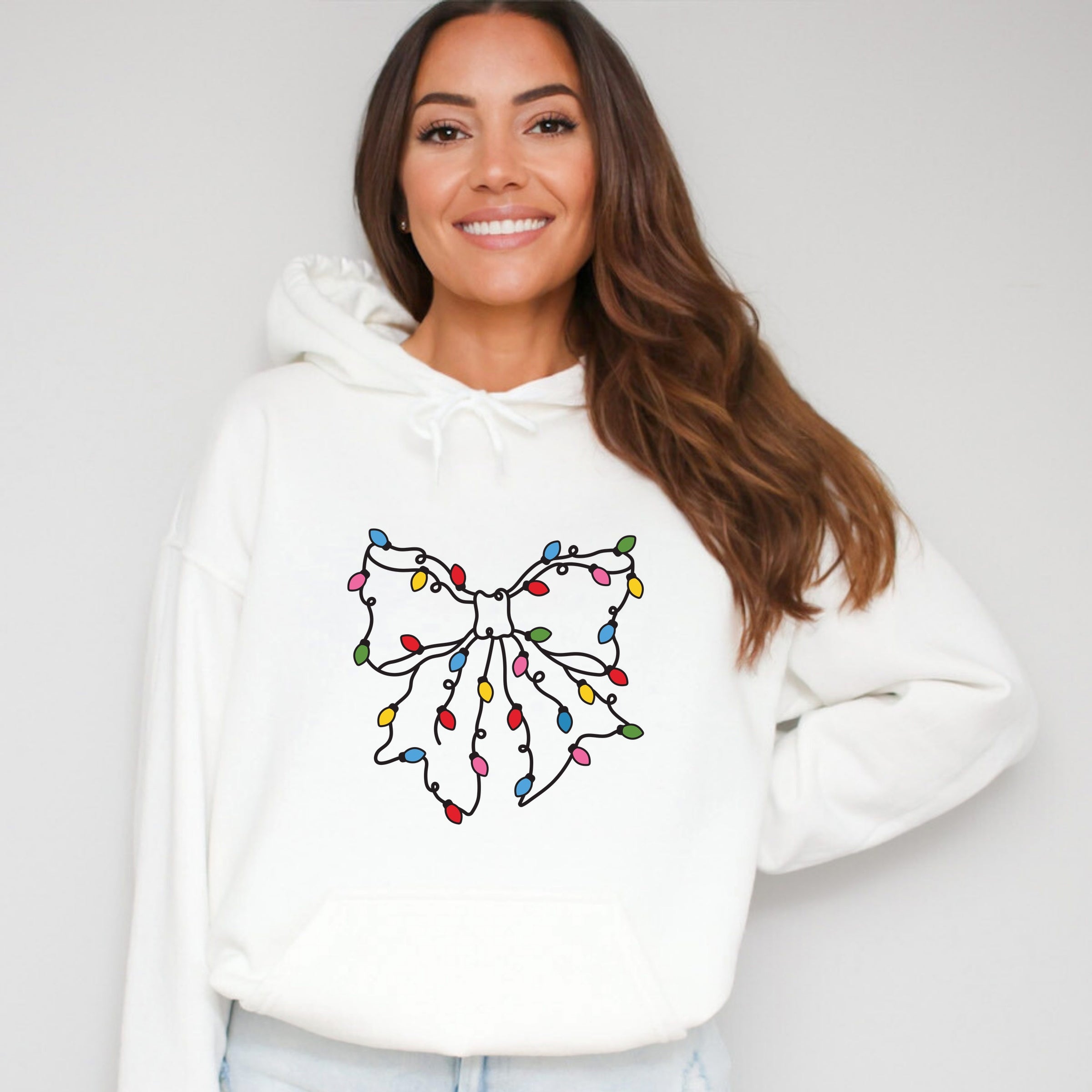 Christmas Light Bow Coquette - Hoodie