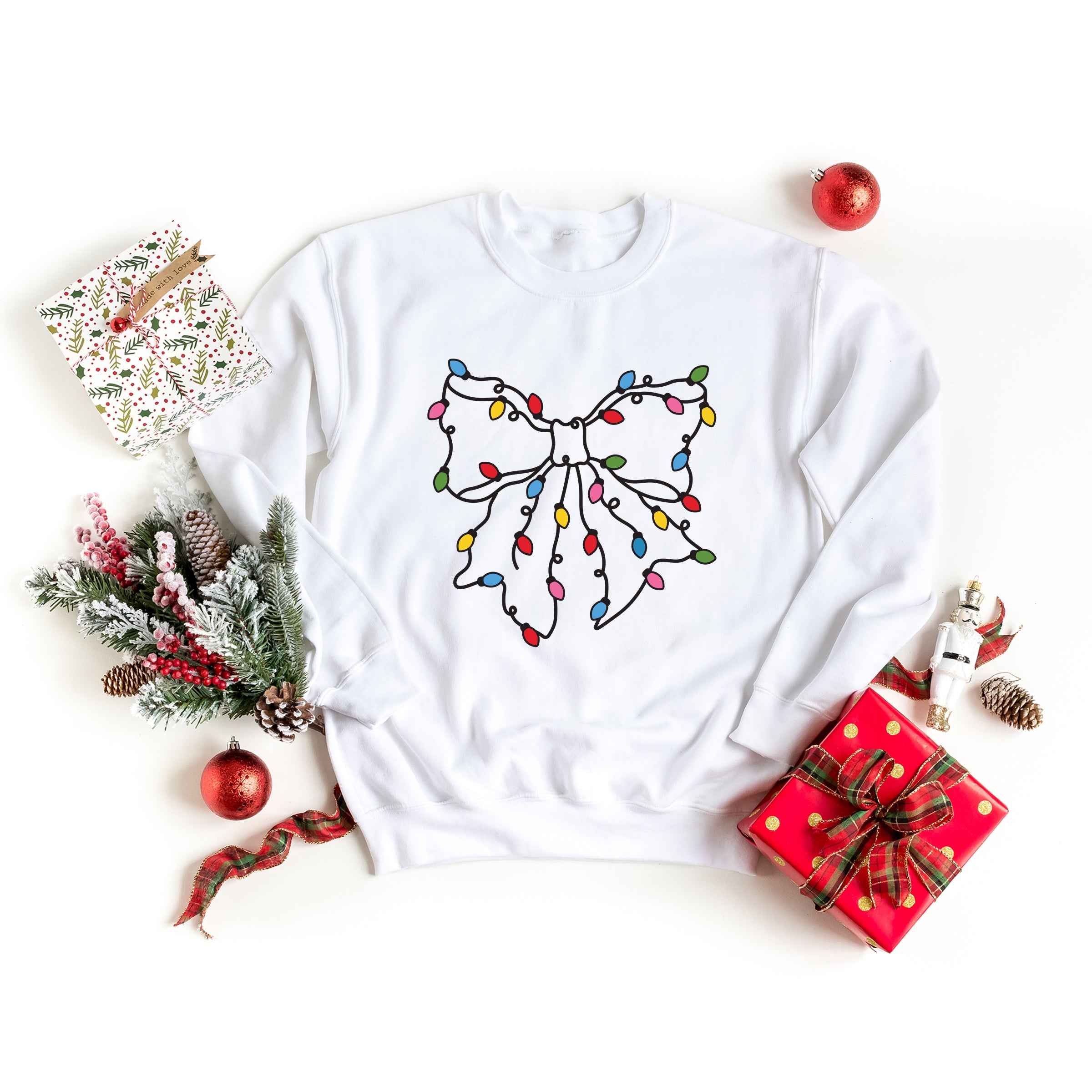 Christmas Light Bow Coquette - Sweatshirt