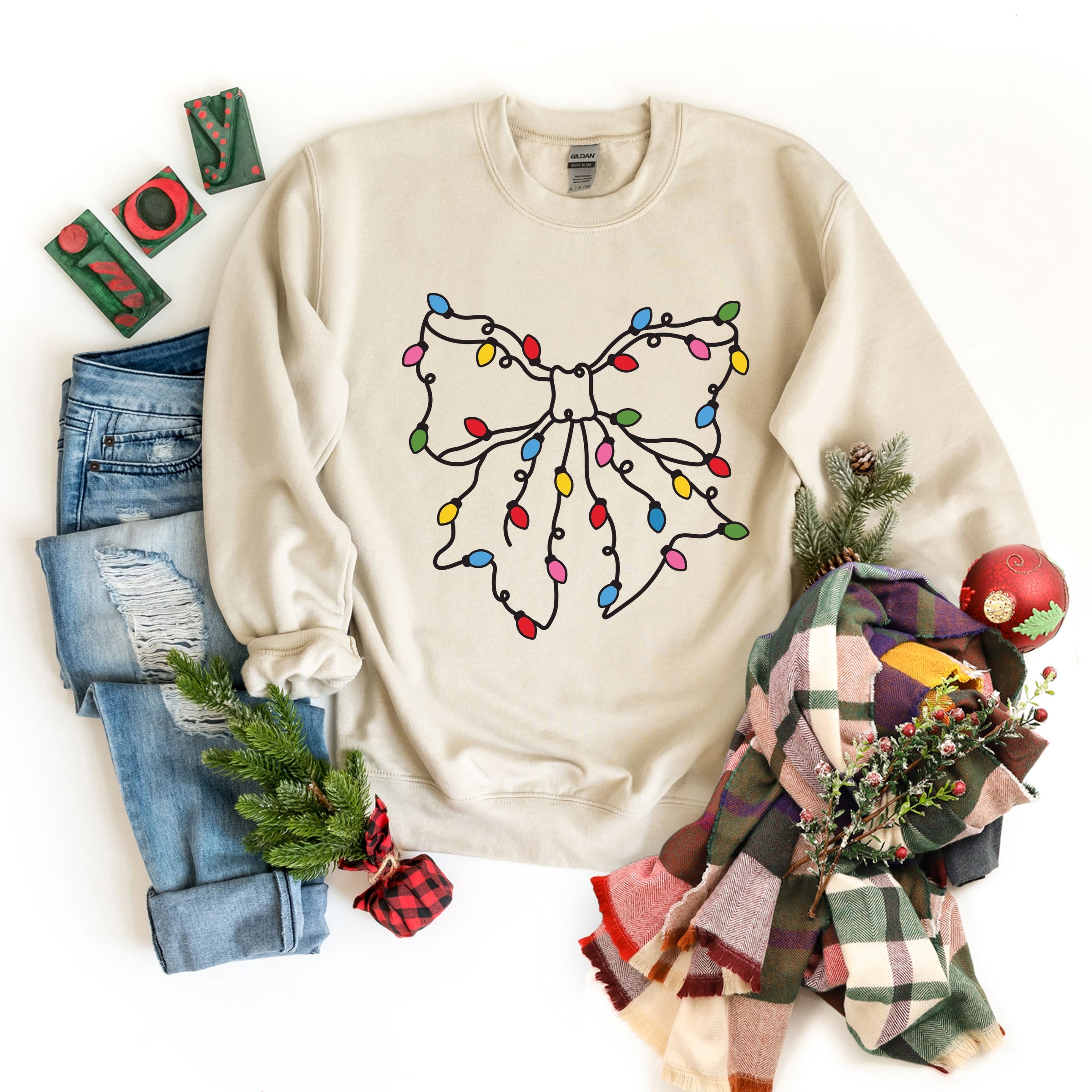 Christmas Light Bow Coquette - Sweatshirt