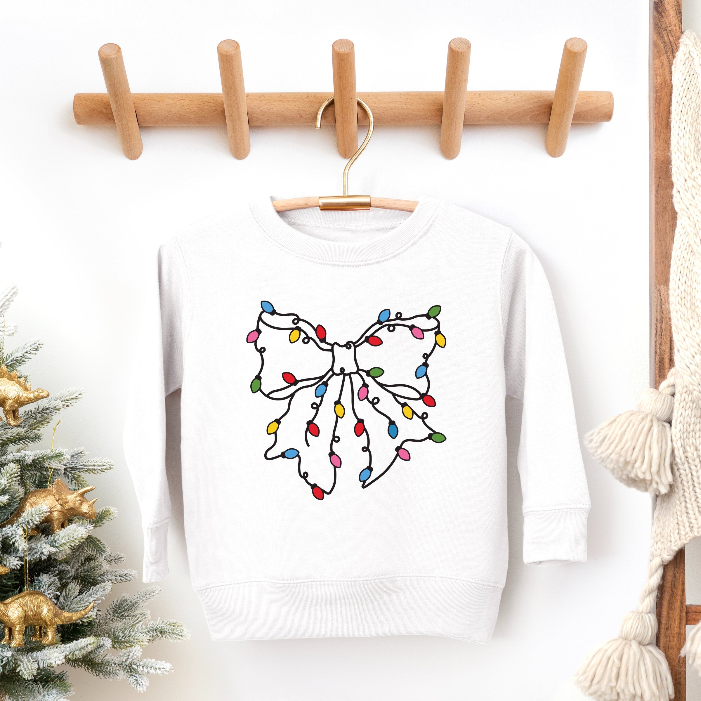 Christmas Light Bow Coquette - Toddler Graphic Sweatshirt