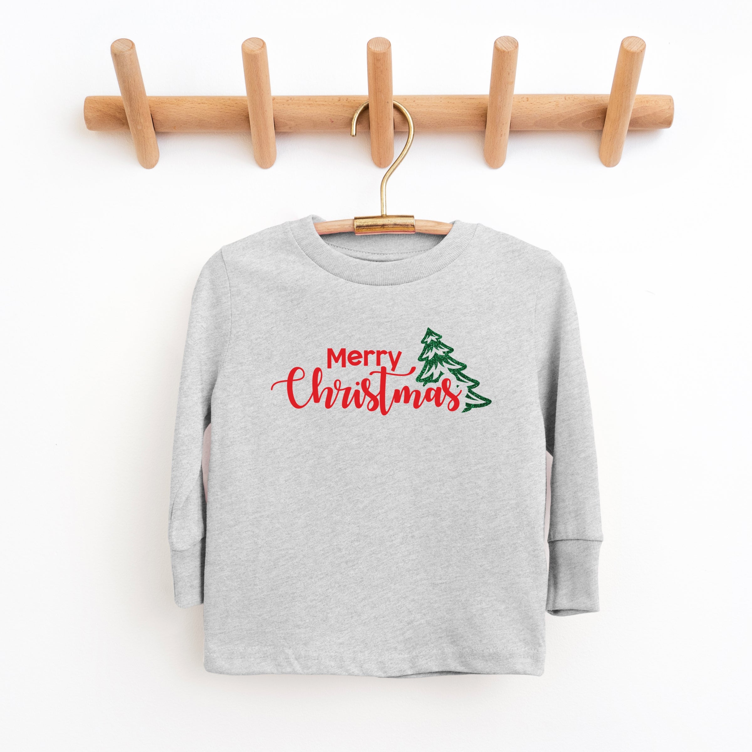 Merry Christmas Glitter Tree - Youth Long Sleeve Graphic T-Shirt
