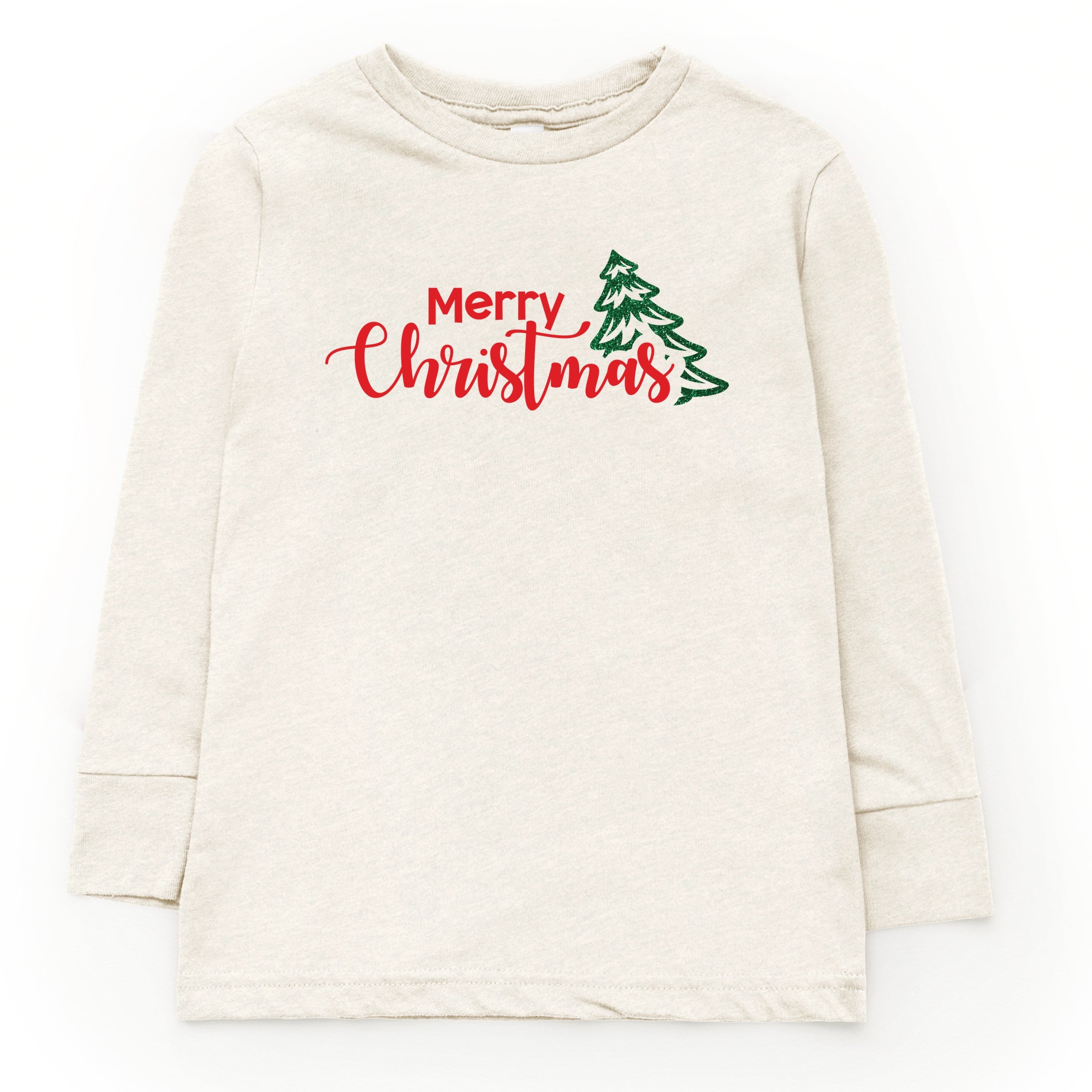 Merry Christmas Glitter Tree - Youth Long Sleeve Graphic T-Shirt