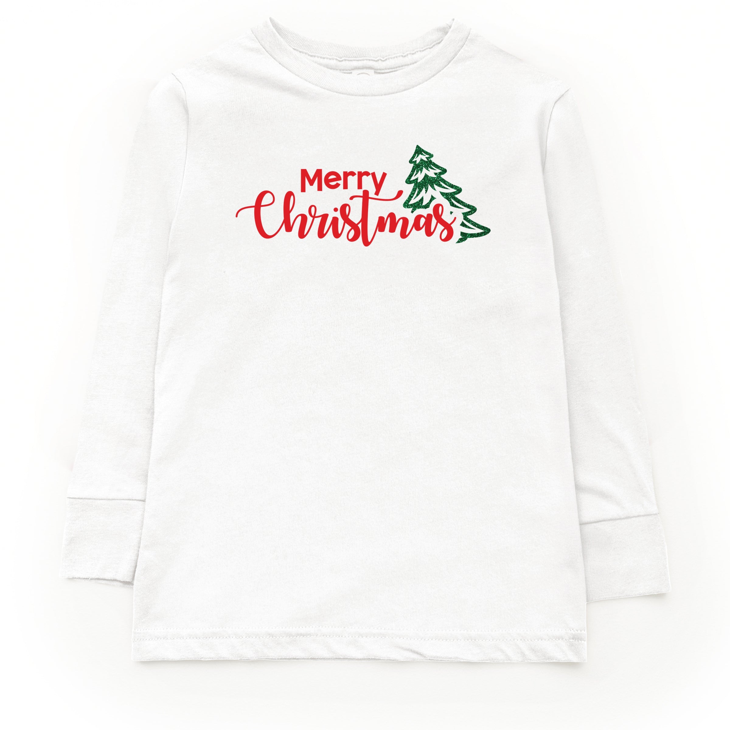 Merry Christmas Glitter Tree - Youth Long Sleeve Graphic T-Shirt