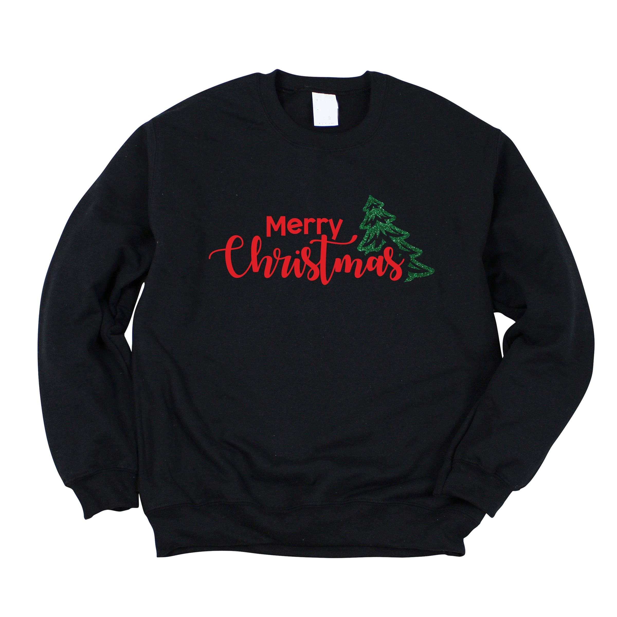 Merry Christmas Glitter Tree - Womens Sweatshirt