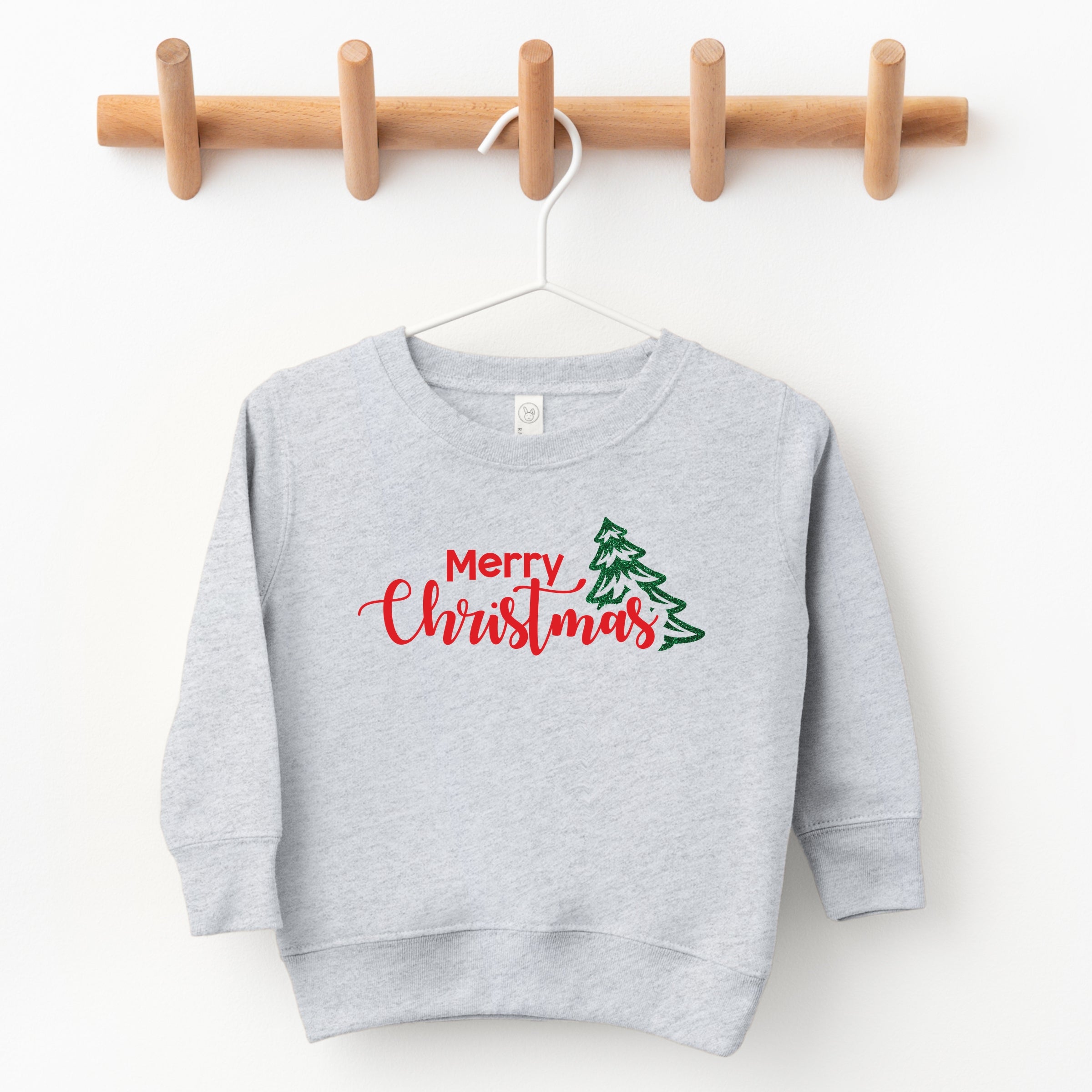 Merry Christmas Glitter Tree - Toddler Graphic Sweatshirt