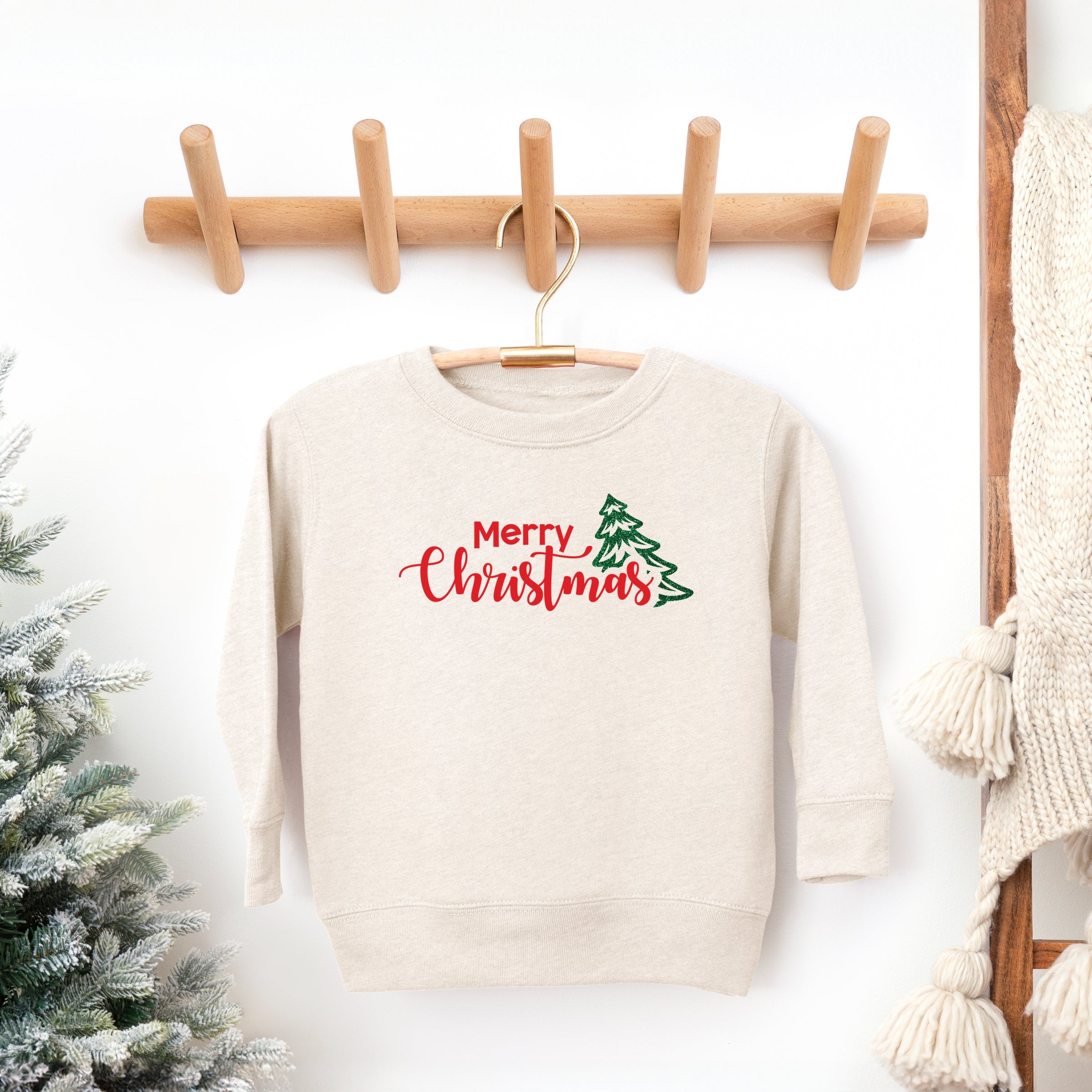 Merry Christmas Glitter Tree - Toddler Graphic Sweatshirt