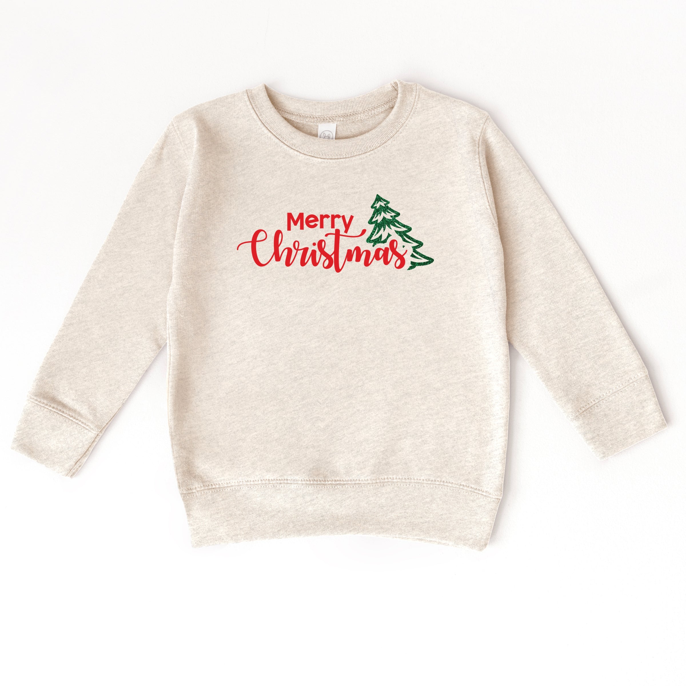 Merry Christmas Glitter Tree - Toddler Graphic Sweatshirt