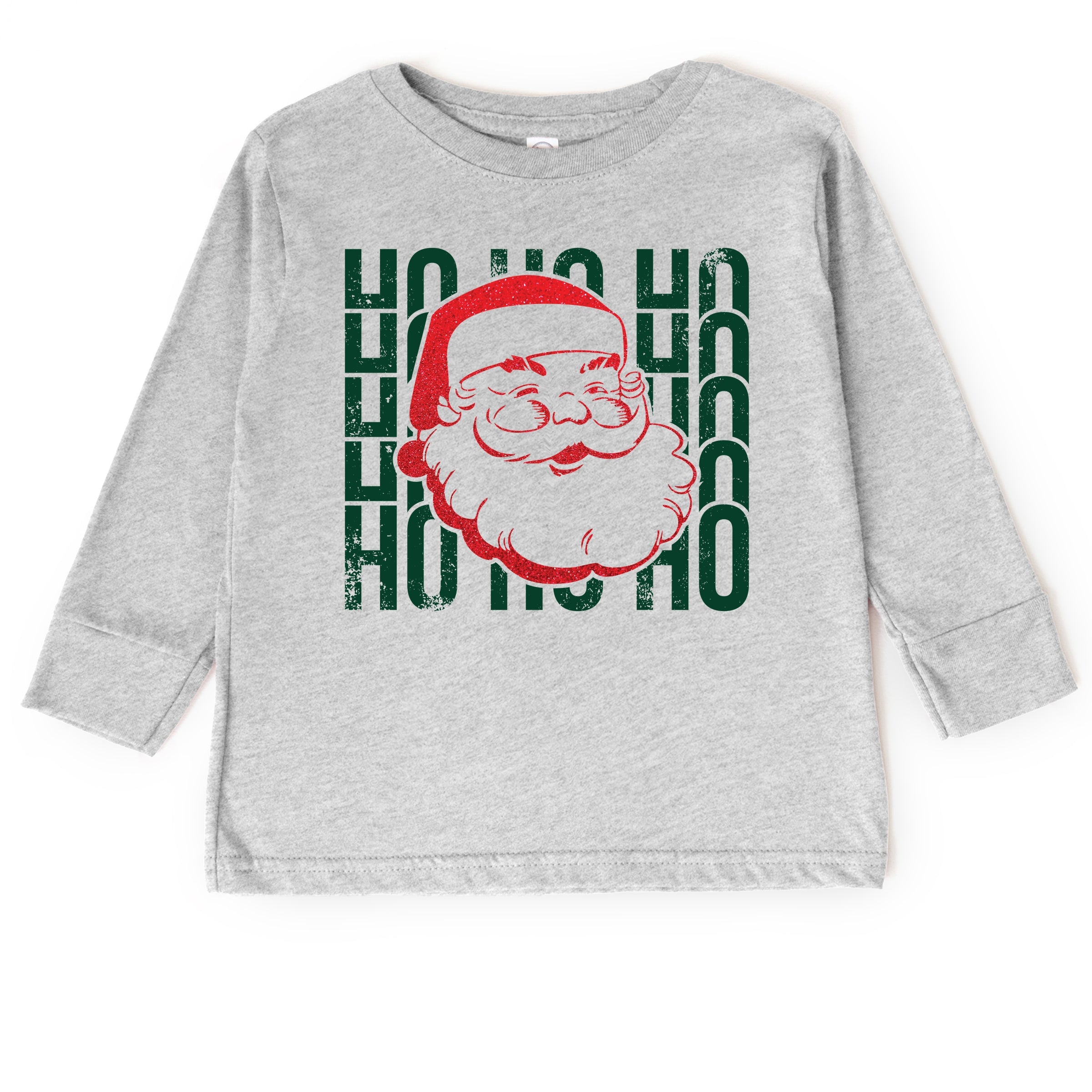 Ho Ho Ho Glitter Santa - Toddler Long Sleeve Graphic Tee