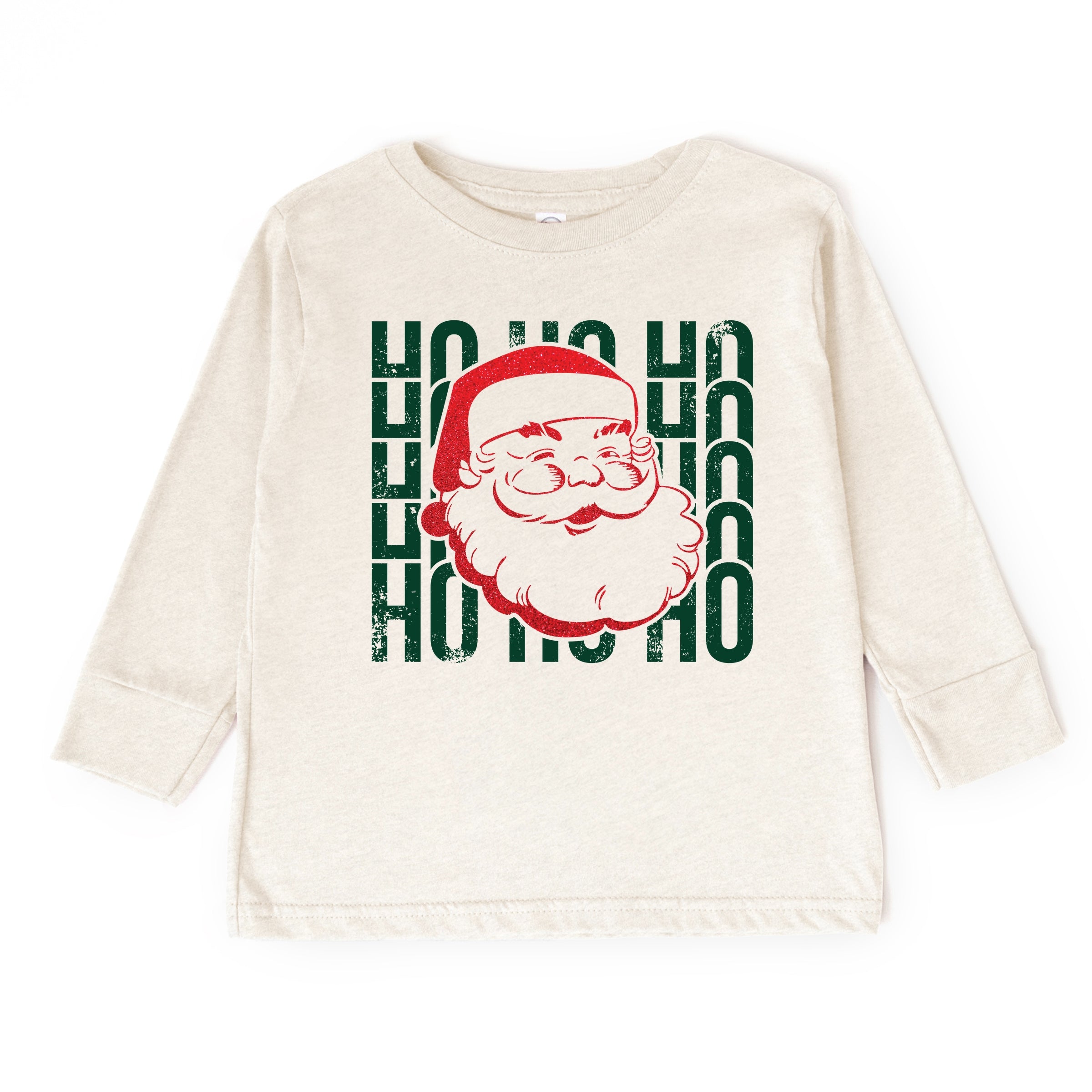 Ho Ho Ho Glitter Santa - Toddler Long Sleeve Graphic Tee