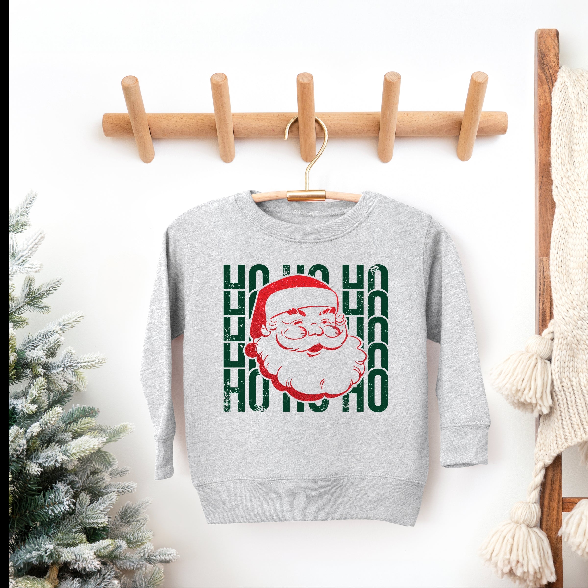 Ho Ho Ho Glitter Santa - Toddler Graphic Sweatshirt