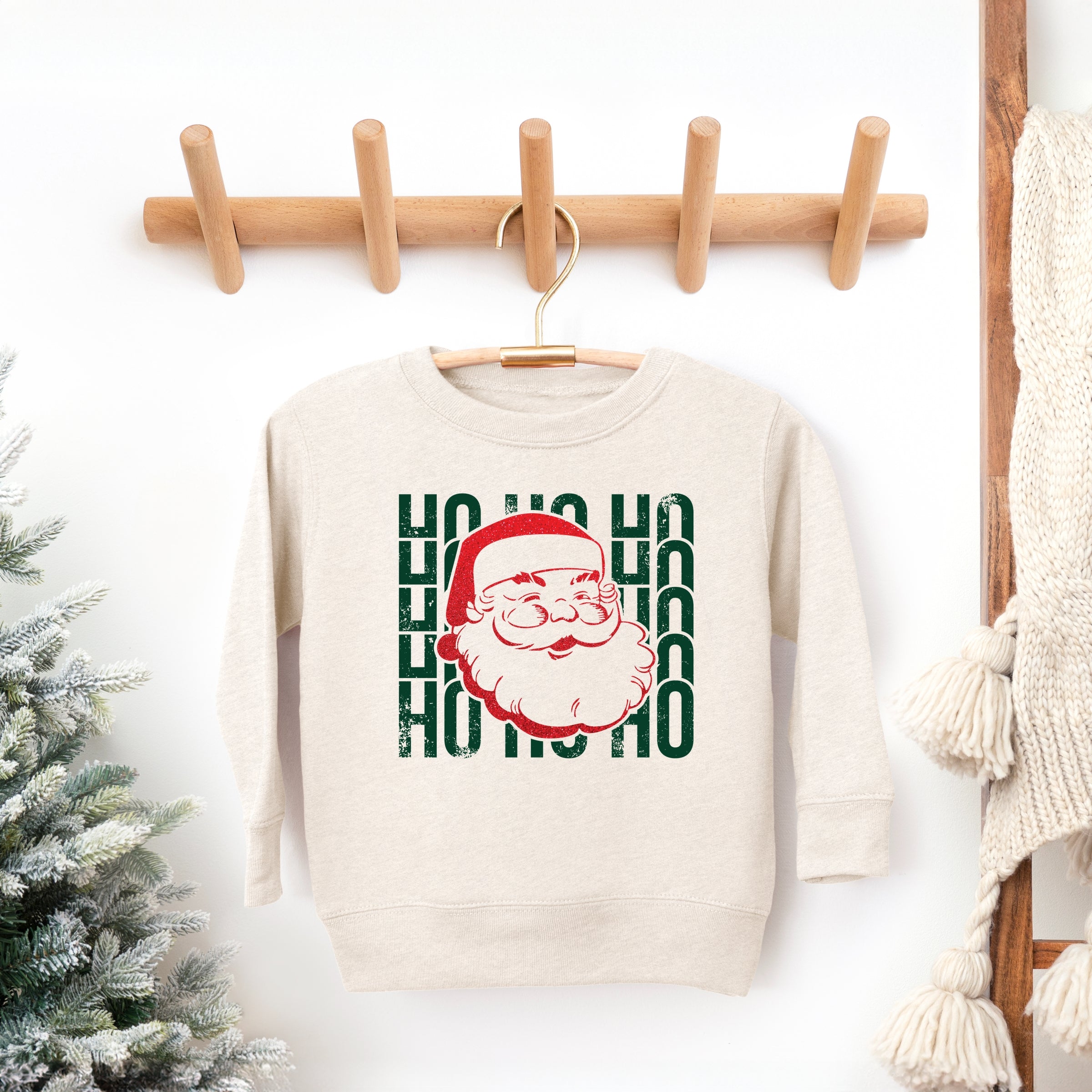 Ho Ho Ho Glitter Santa - Toddler Graphic Sweatshirt