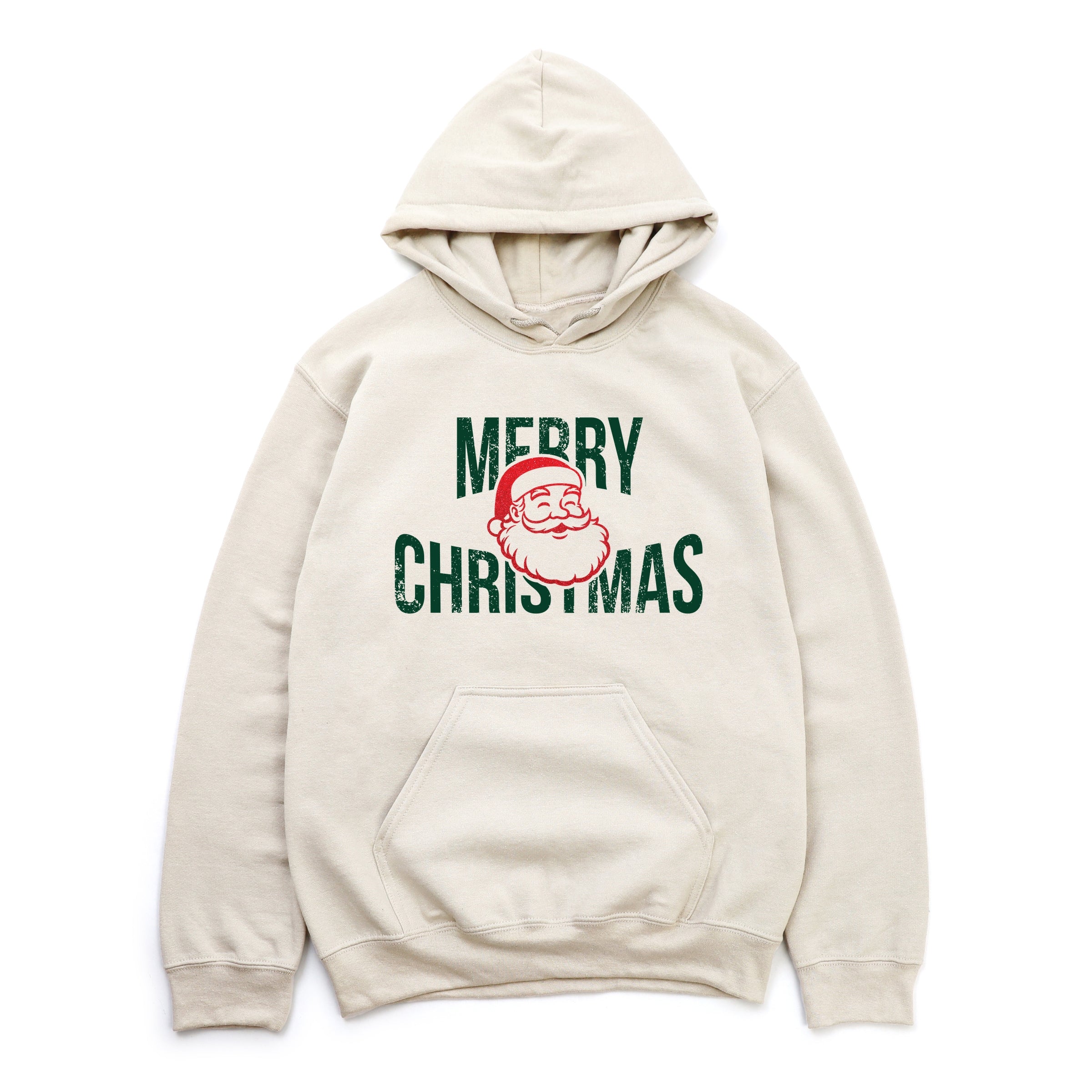 Merry Christmas Arched Glitter Santa - Womens Hoodie