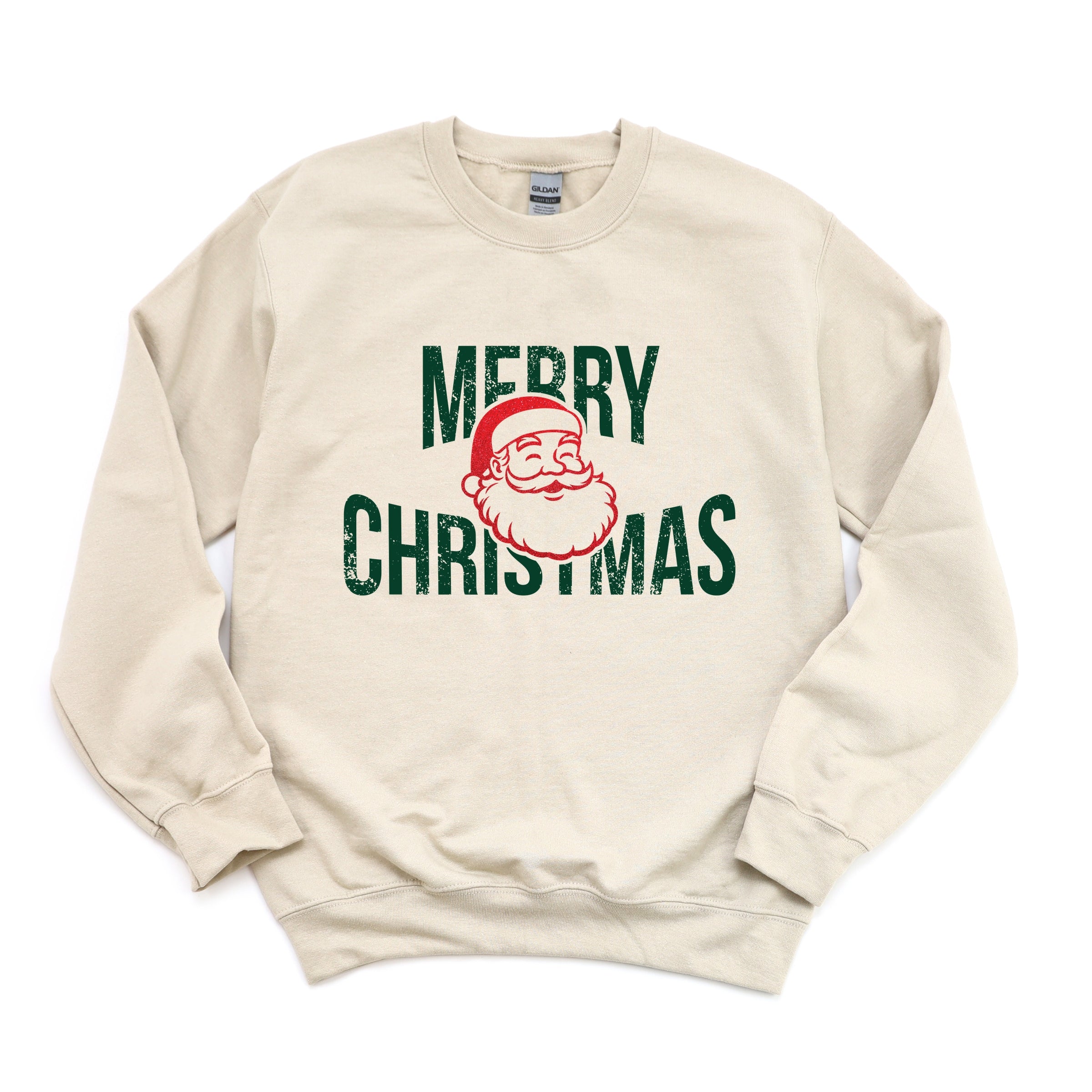 Merry Christmas Arched Glitter Santa - Womens Sweatshirt