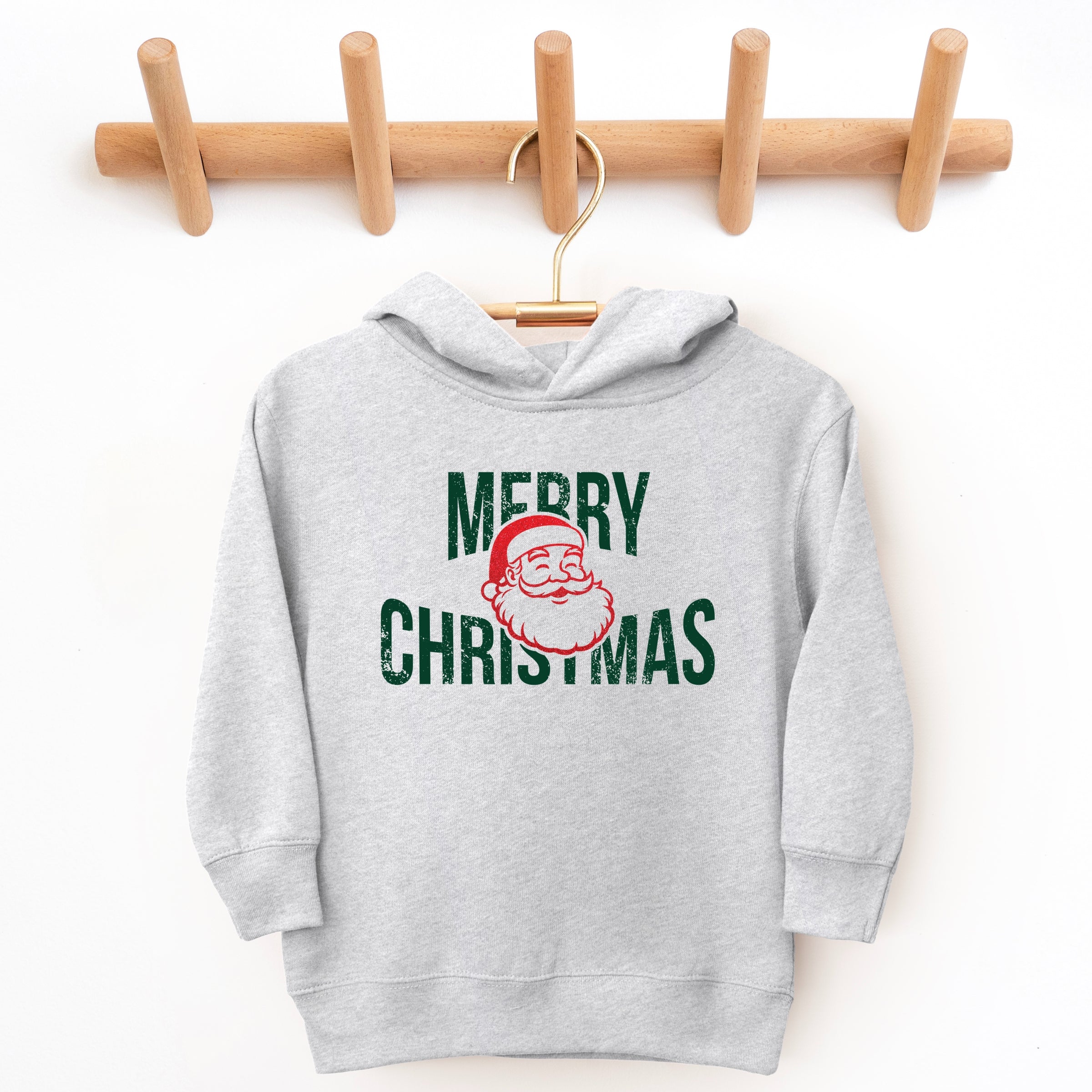 Merry Christmas Arched Glitter Santa - Toddler Hoodie
