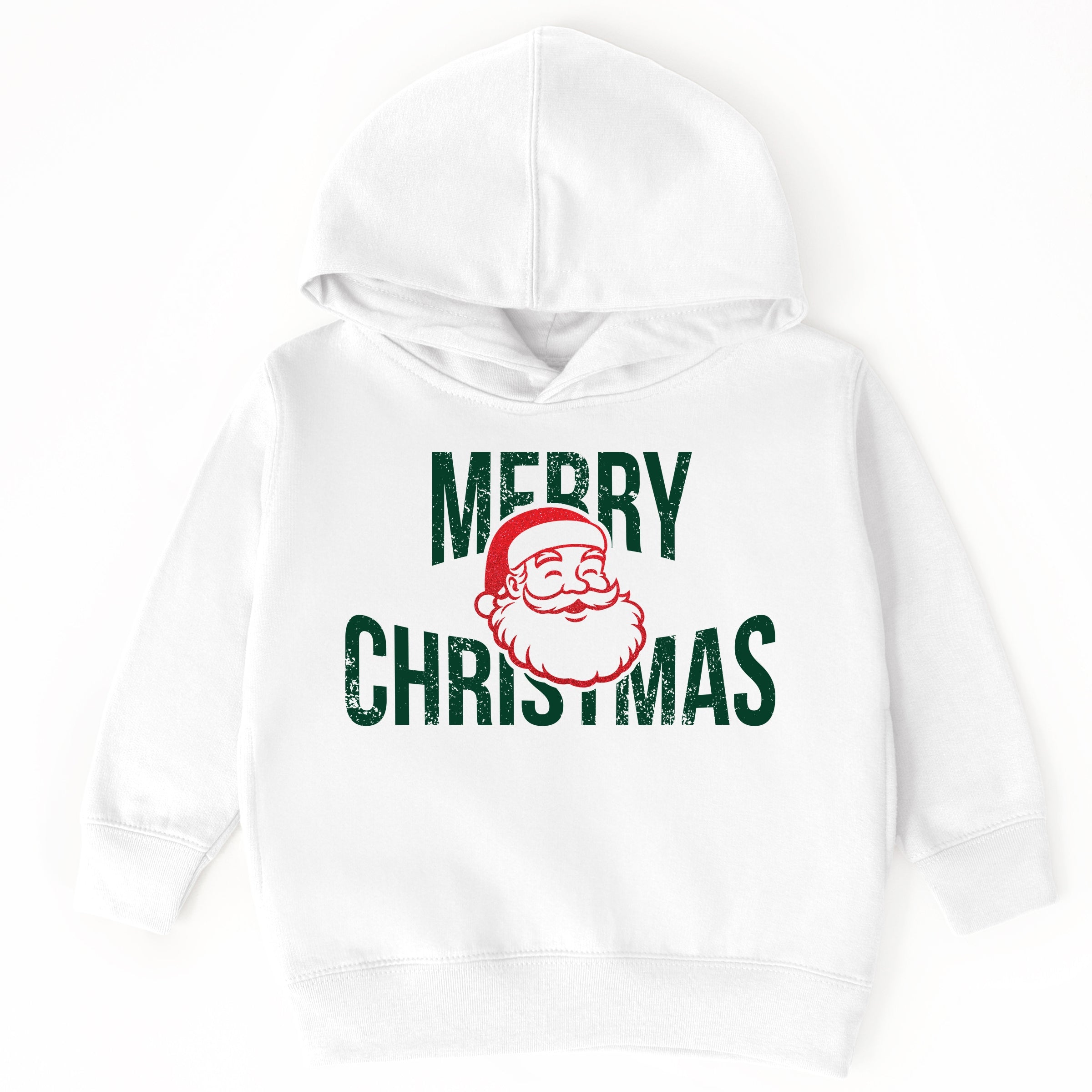 Merry Christmas Arched Glitter Santa - Toddler Hoodie