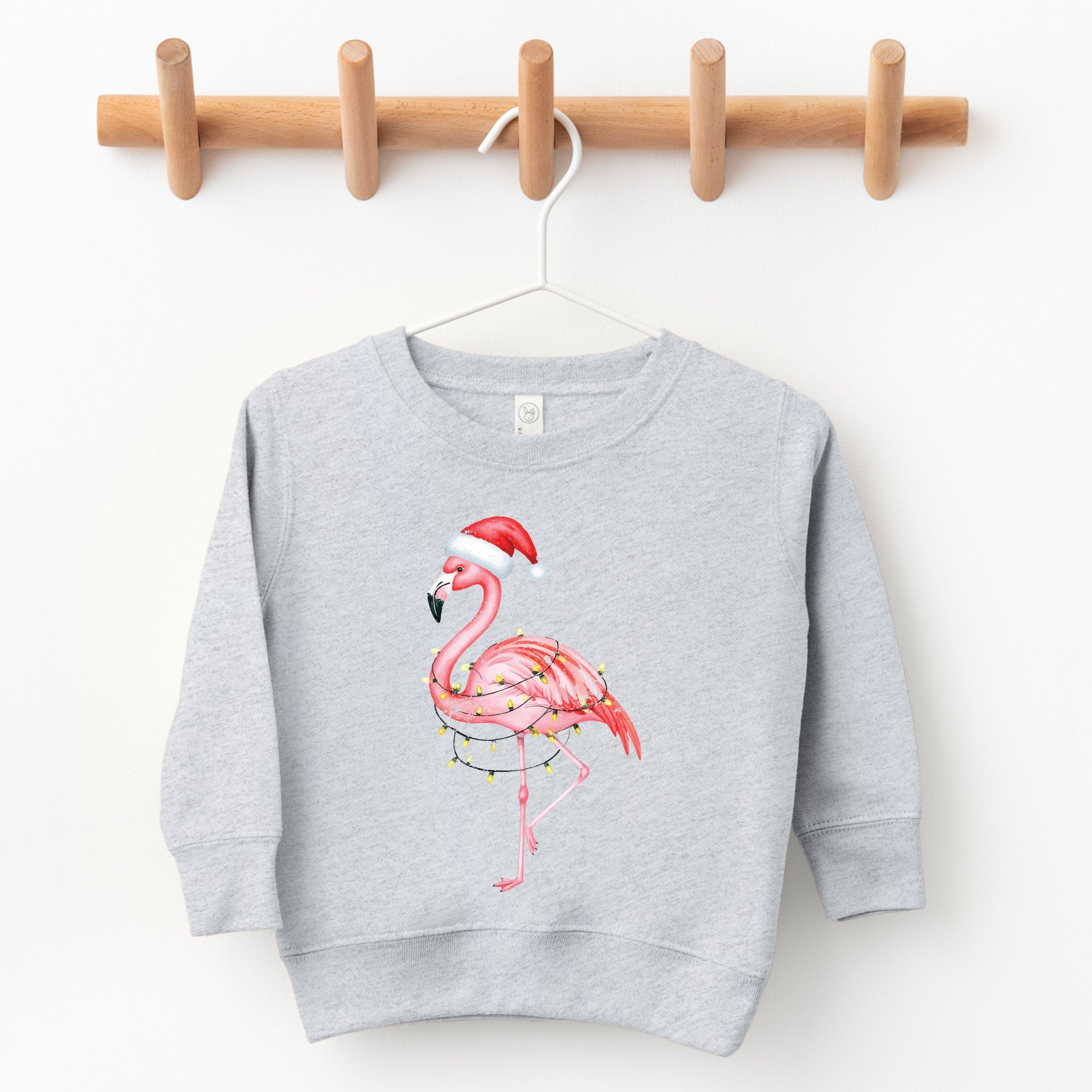Flamingo Christmas Lights Watercolor - Toddler Graphic Sweatshirt