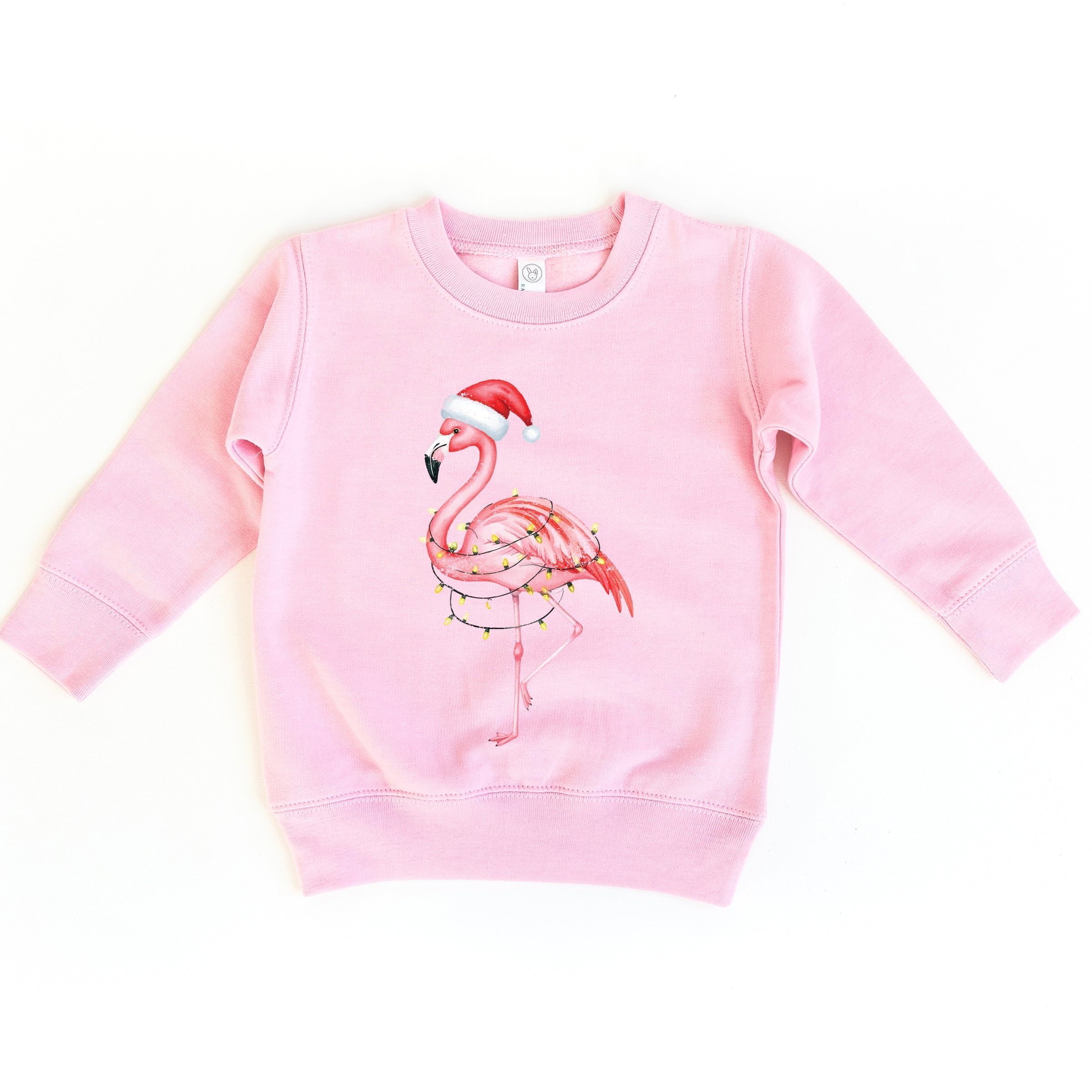 Flamingo Christmas Lights Watercolor - Toddler Graphic Sweatshirt