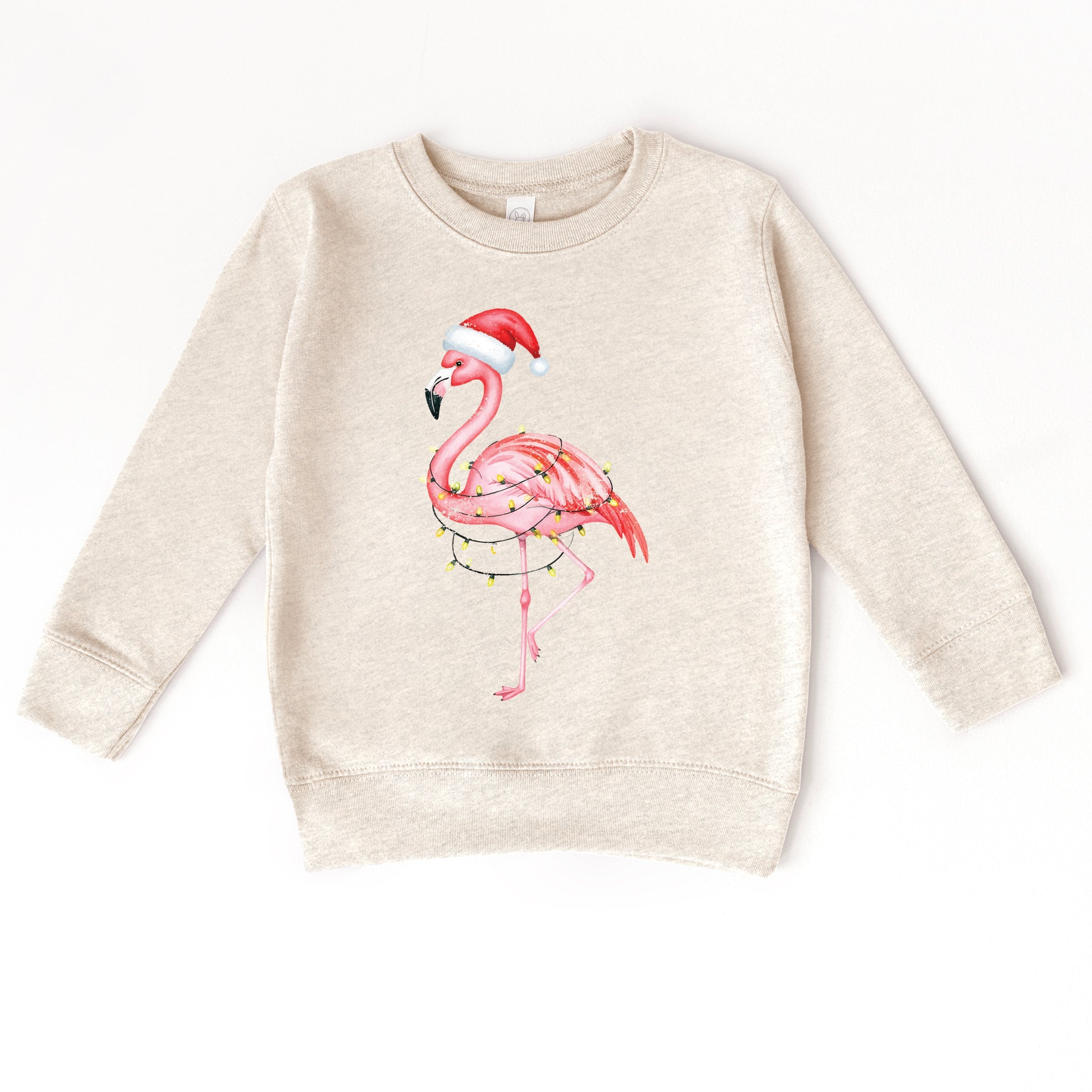 Flamingo Christmas Lights Watercolor - Toddler Graphic Sweatshirt
