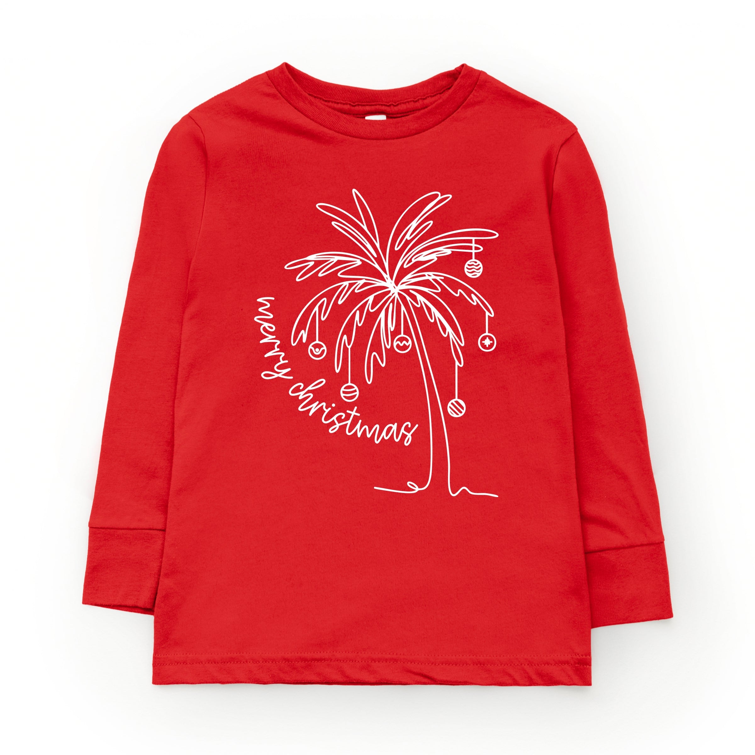 Merry Christmas Palm Tree - Youth Long Sleeve Graphic T-Shirt