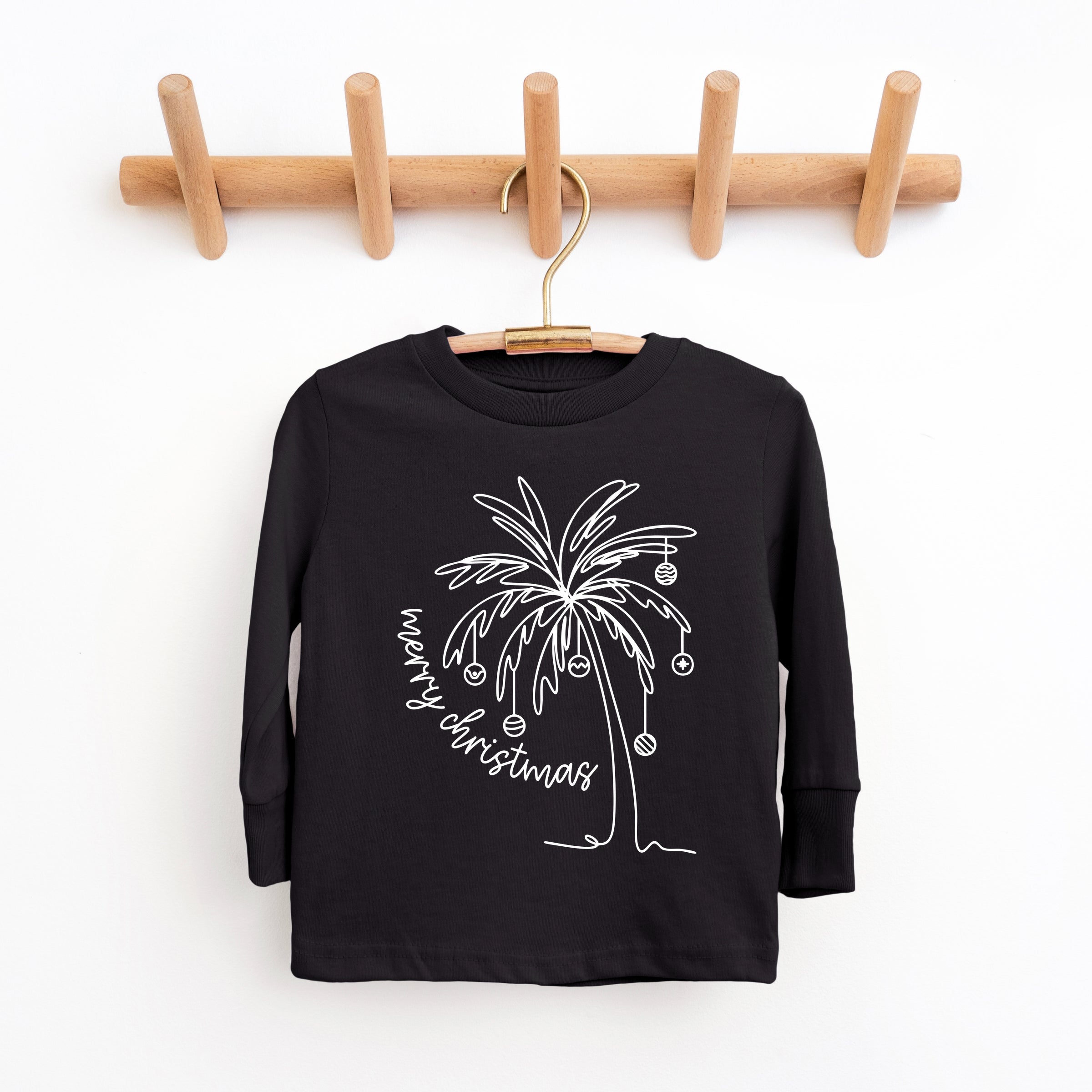 Merry Christmas Palm Tree - Youth Long Sleeve Graphic T-Shirt